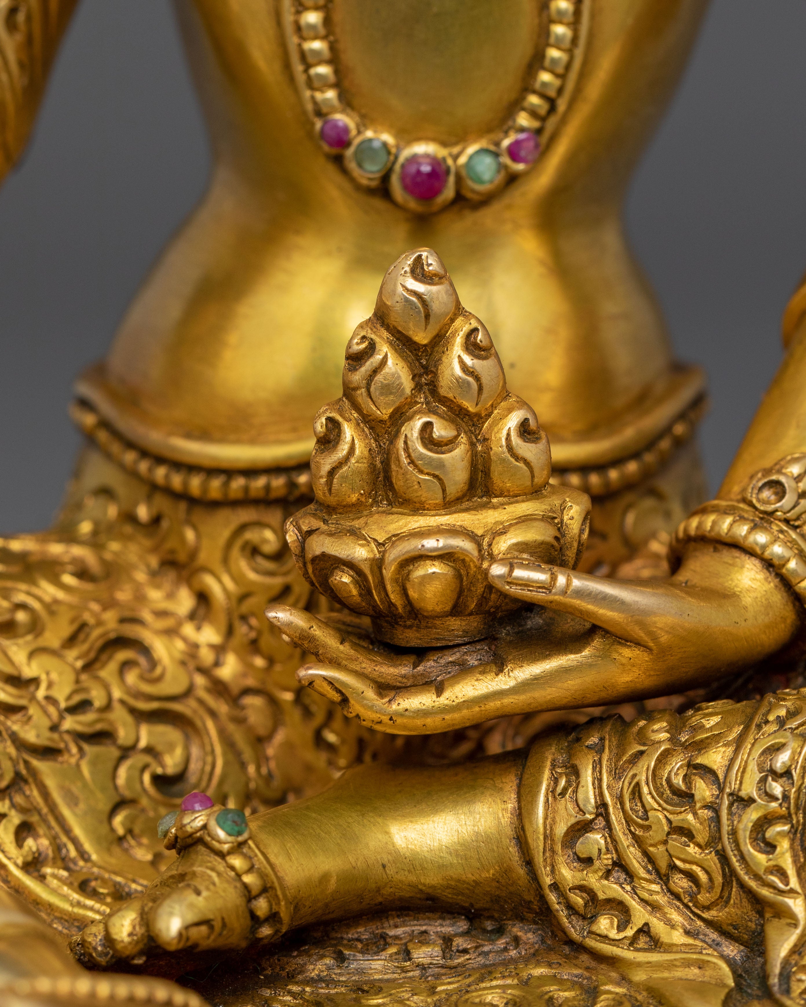 Hand Carved Kshitigarbha Statue |  Meditation Altar Decoration
