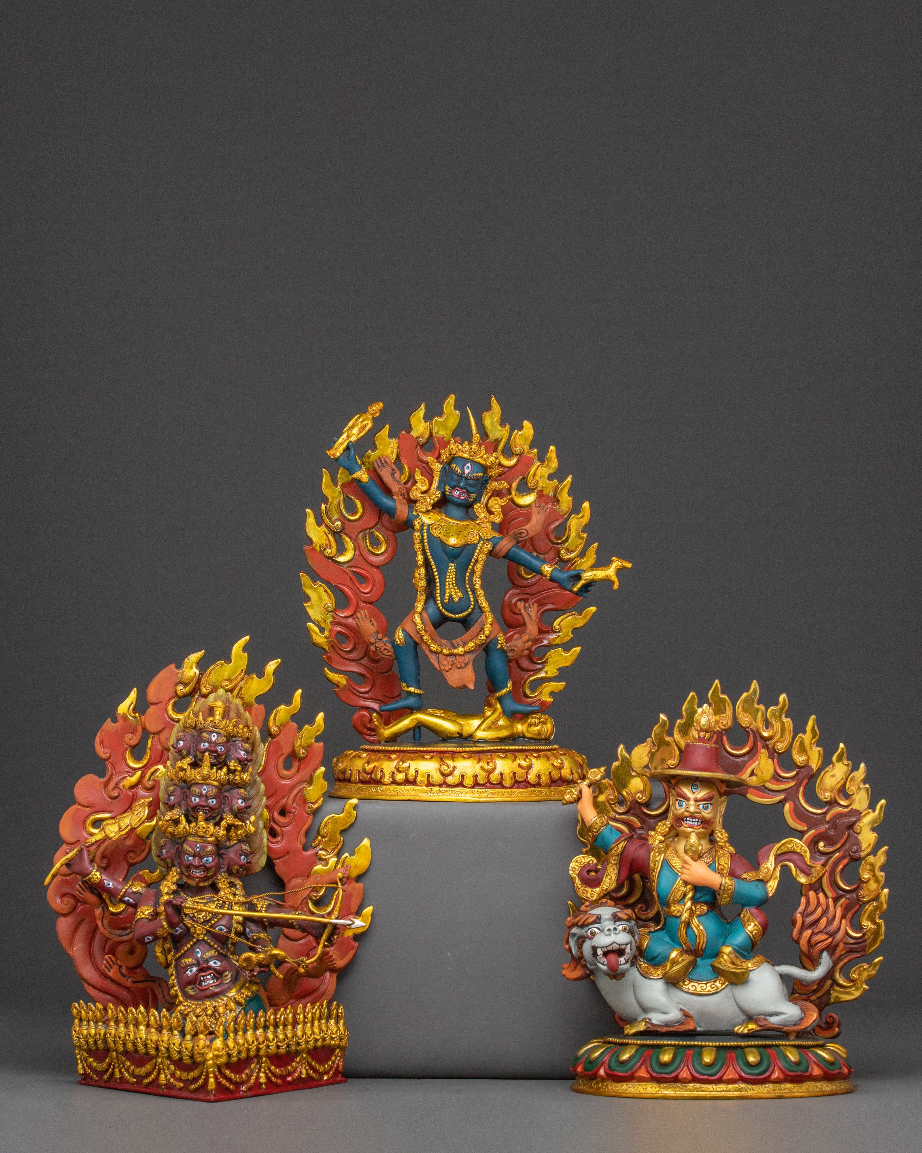Three Dharmapalas Statue Set 