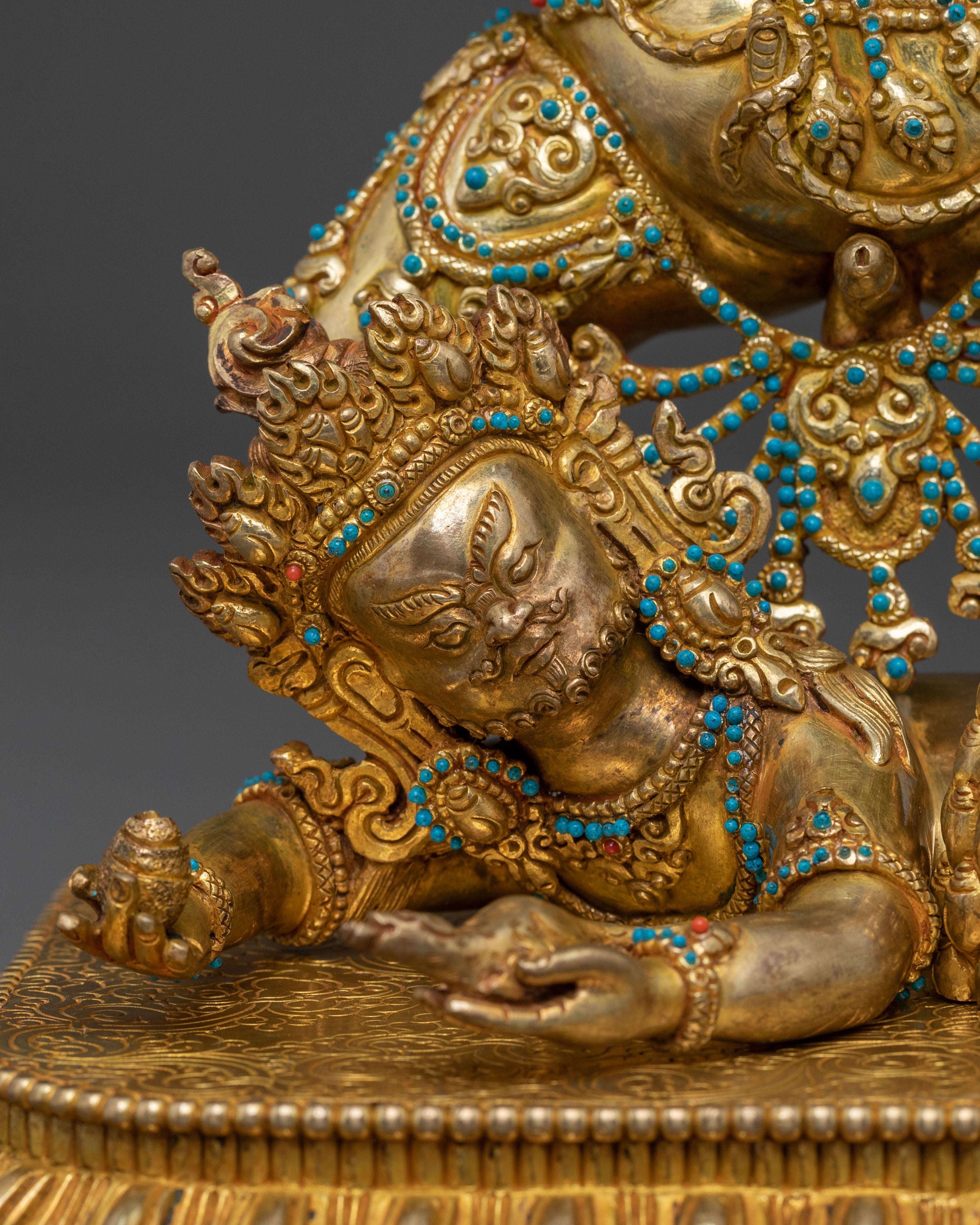 A Radiant Black Dzambhala Spiritual Wealth Statue