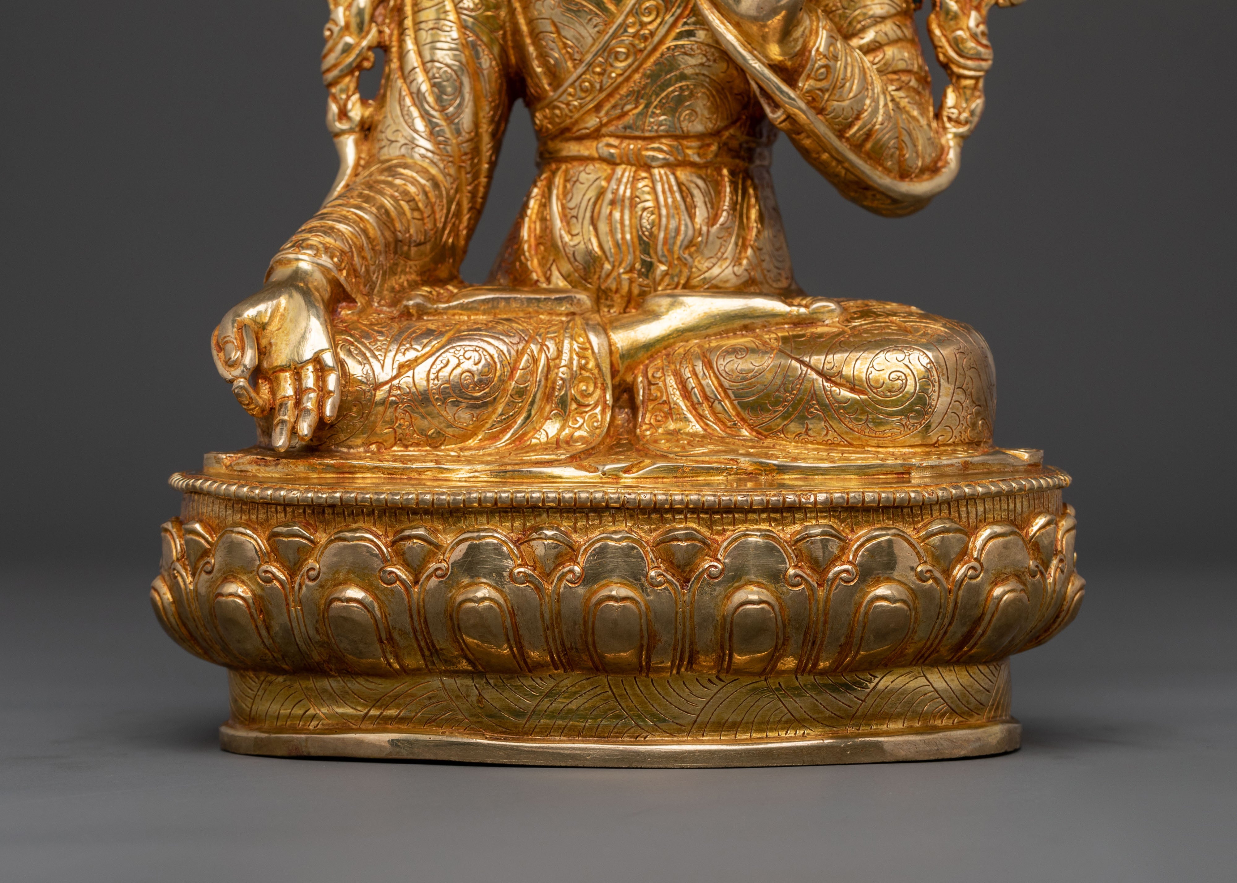 Majestic Yuthok Yonten Gonpo Sculpture | 24K Gold Gilded