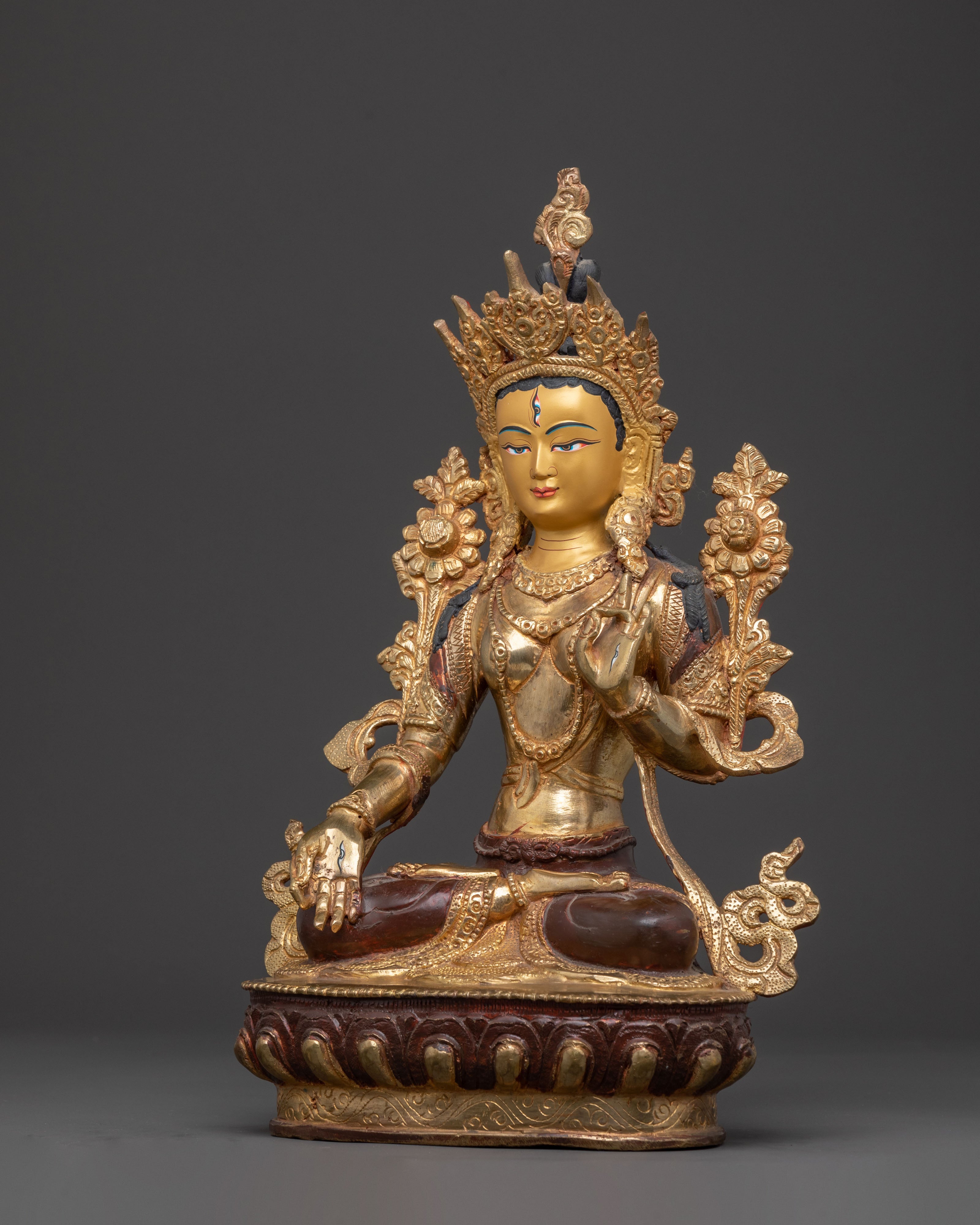 White Tara Healing Buddha Statue - 24K Gold Gilded