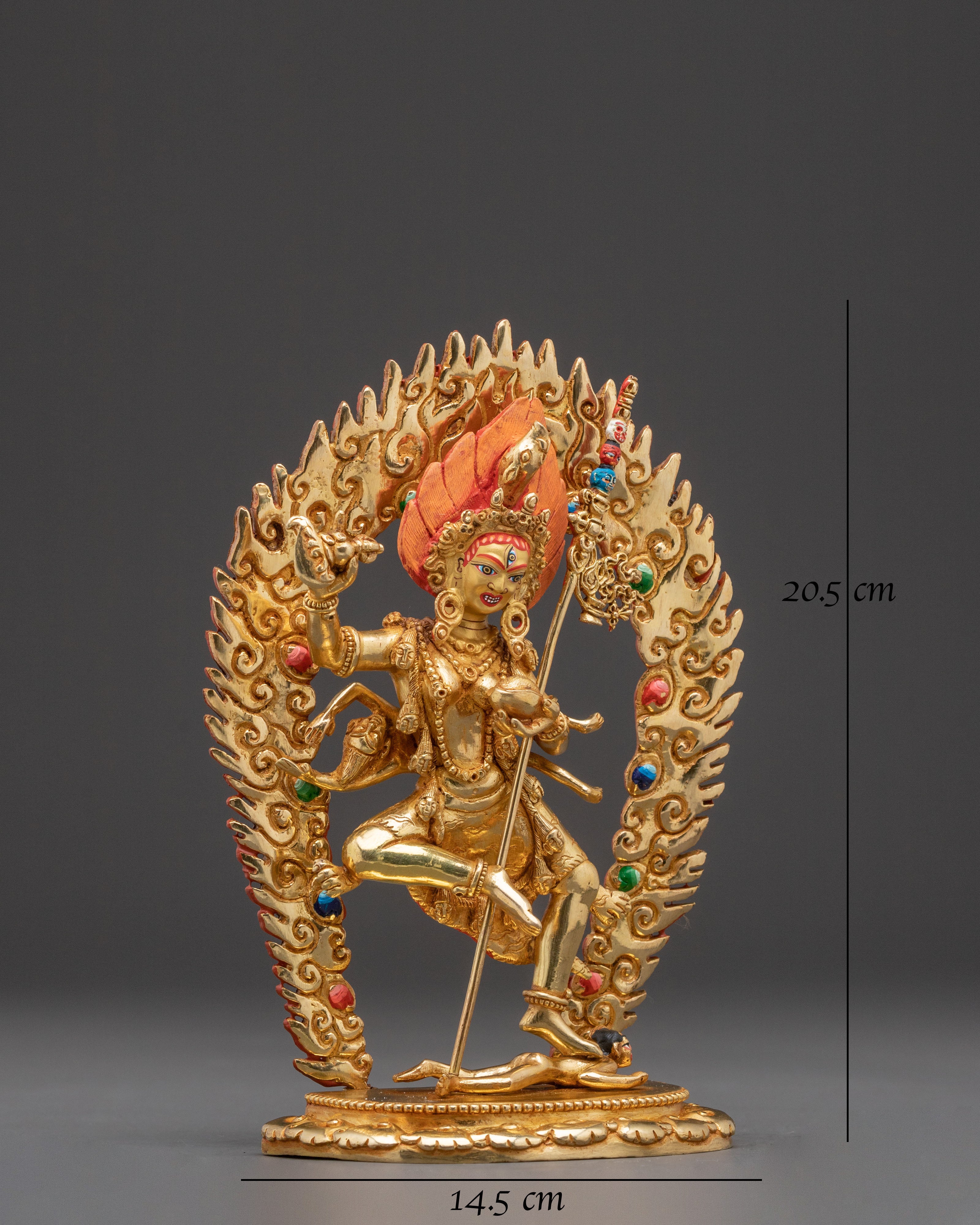 Dorje Phagmo Wrathful Dakini Statue – Gilded Copper Art
