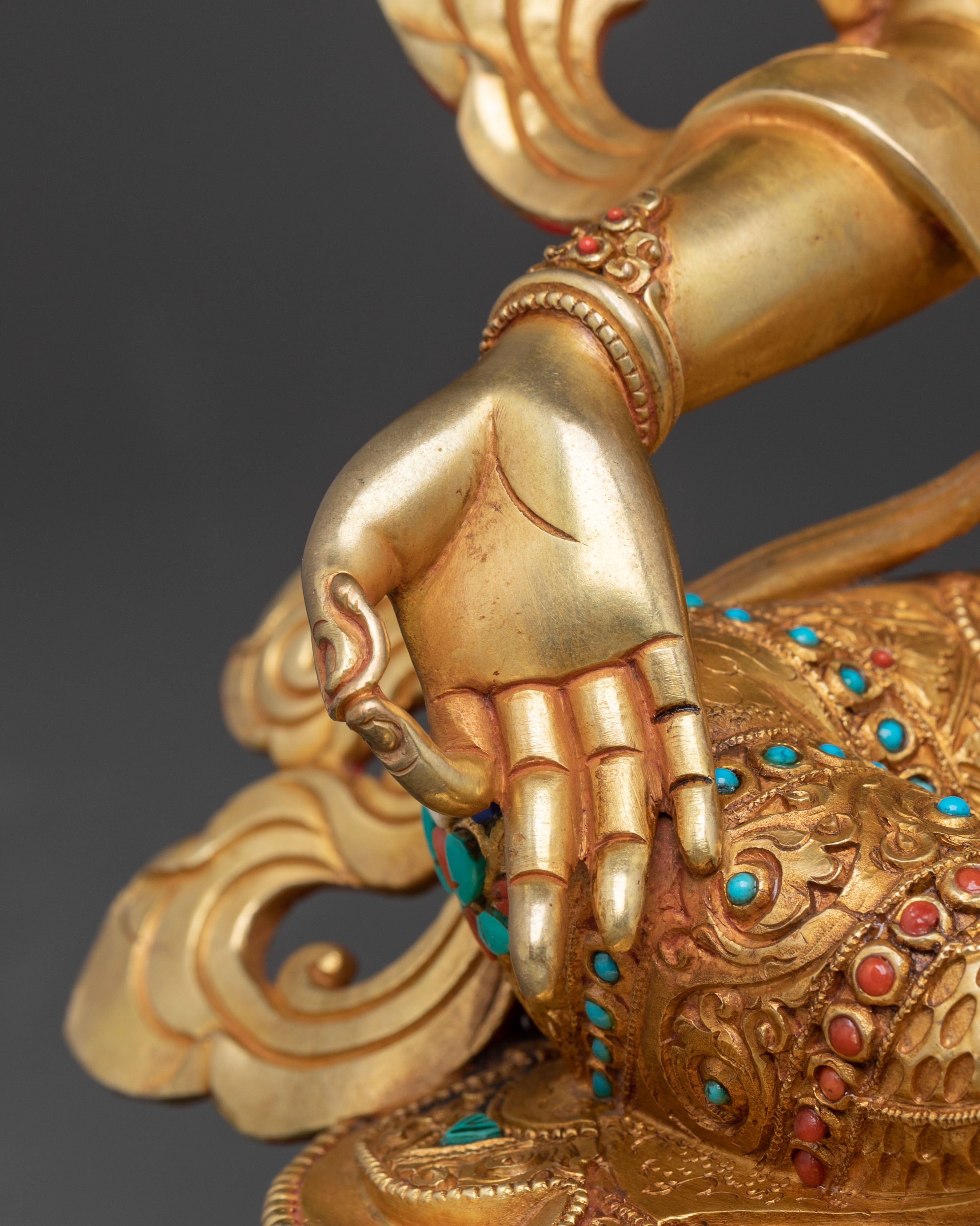 Green Tara Healing Statue: 24K Gold Gilded