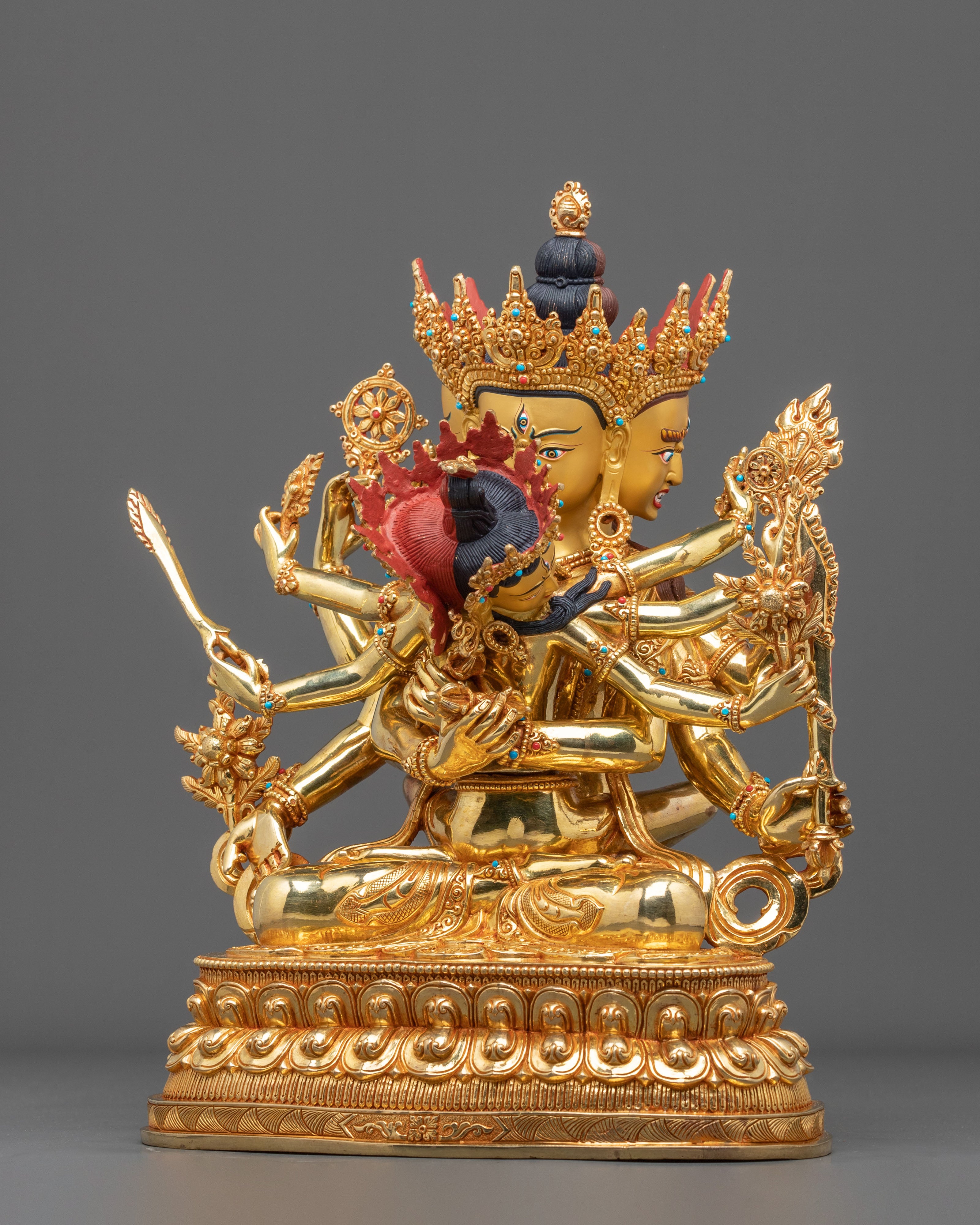 Guhyasamaja Tantric Buddha Statue | 24K Gilded Copper Statue