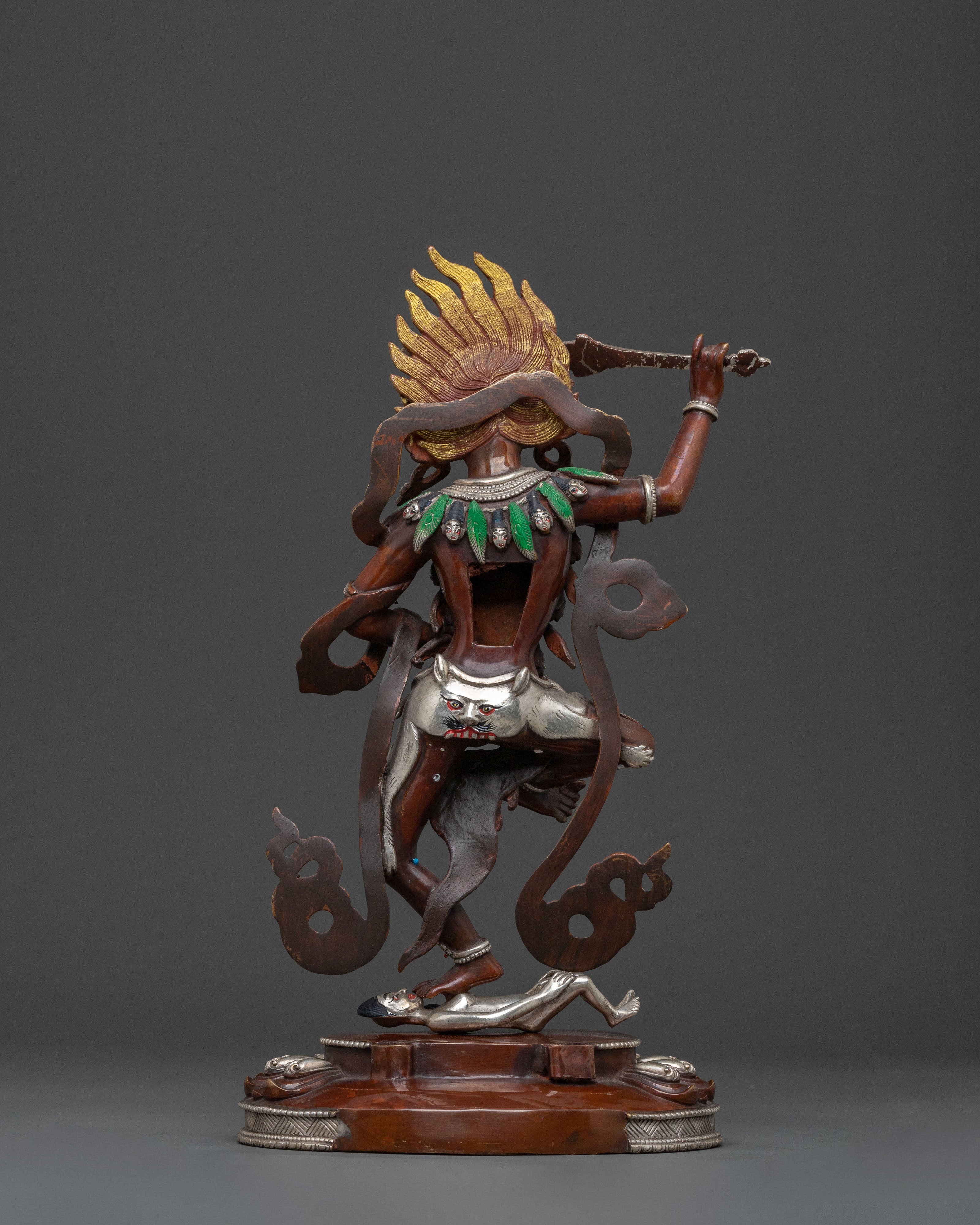 Khadgayogini Fierce Wisdom Statue, Silver-Plated