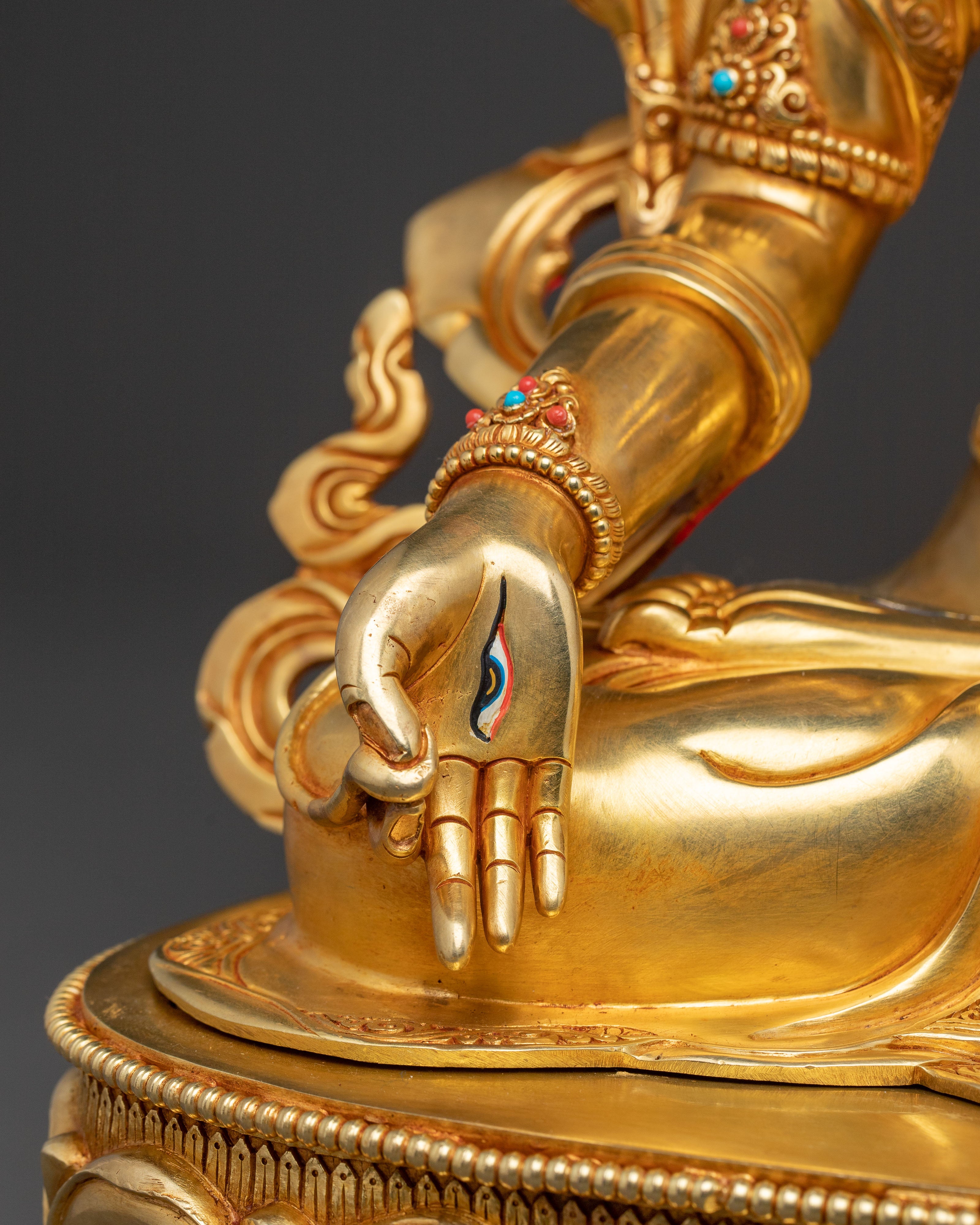 Nepalese White Tara Copper Statue | 24k Gold-Gilded Serenity
