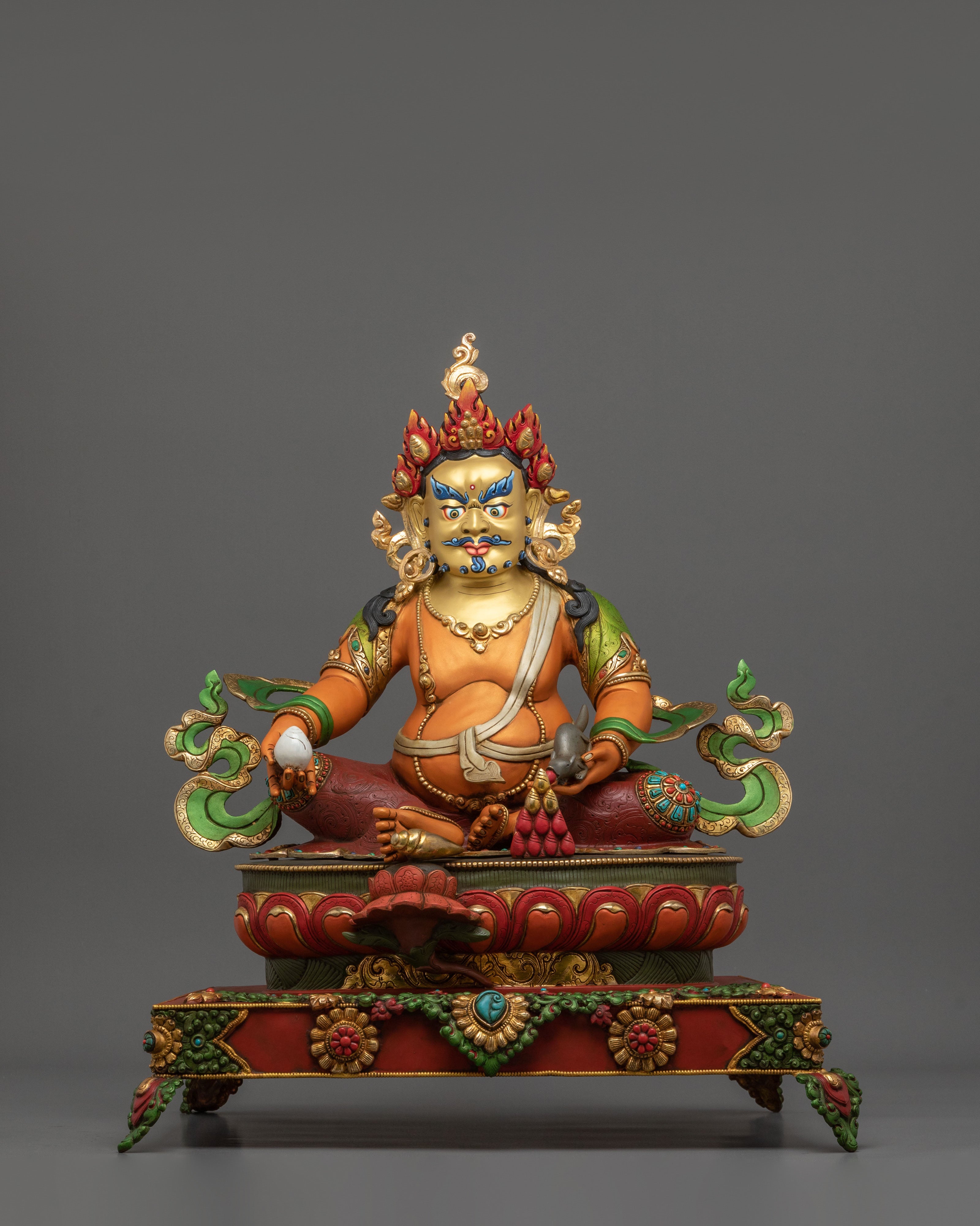 Majestic Dzambhala Statue on Throne | Made in Nepal