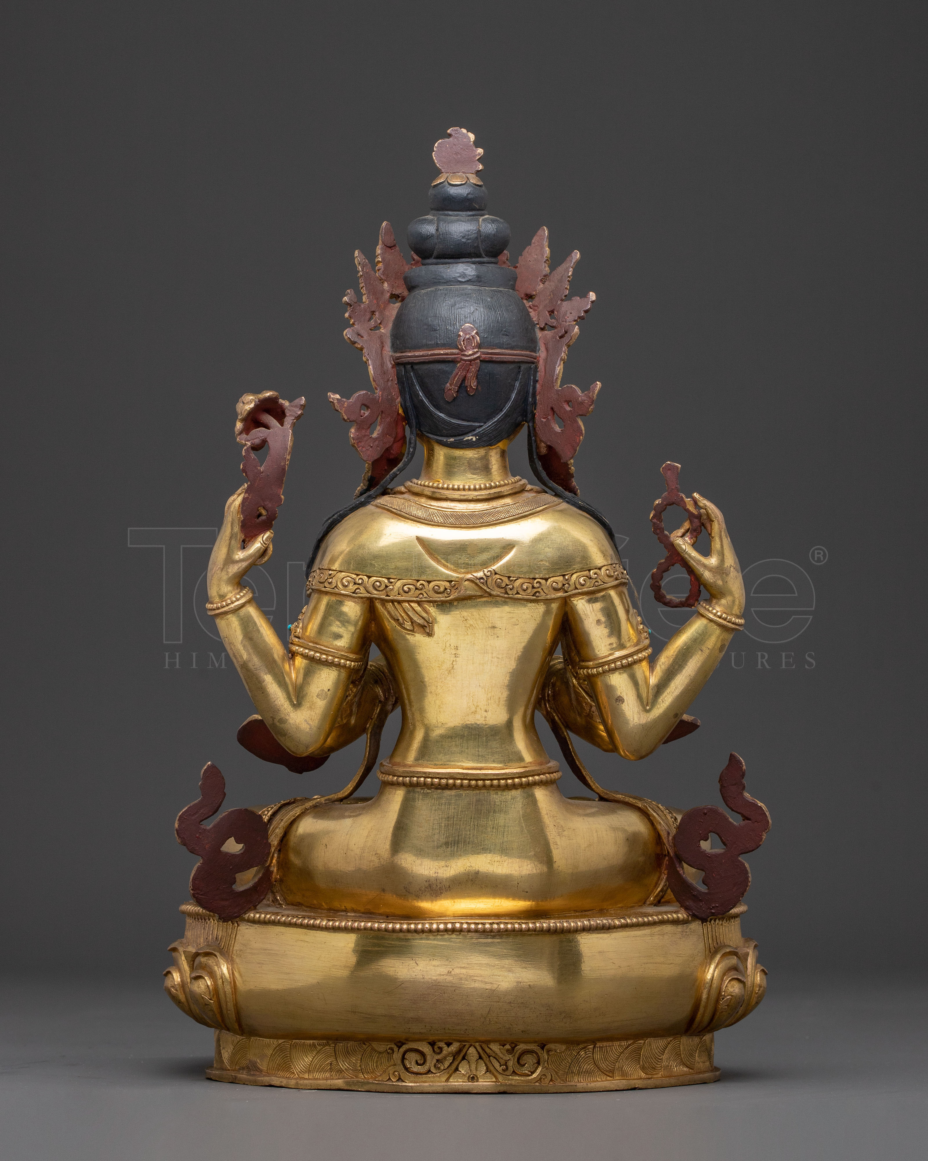 Handcrafted Chenrezig Golden Statue | Tibetan Bodhisattva of Compassion