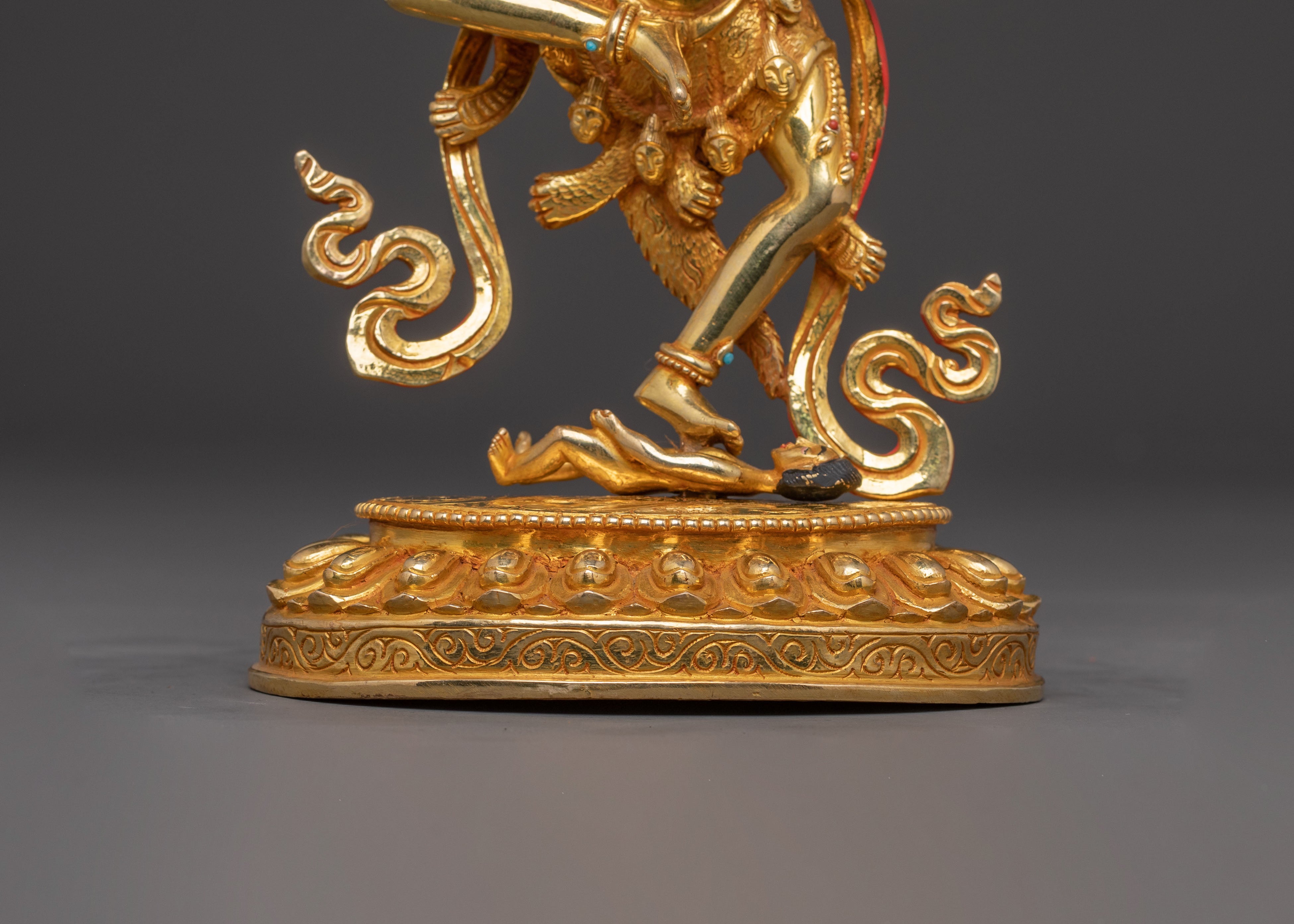 Shimha Mukha Protection Statue | Handcrafted 24K Gold Gilded Artwork