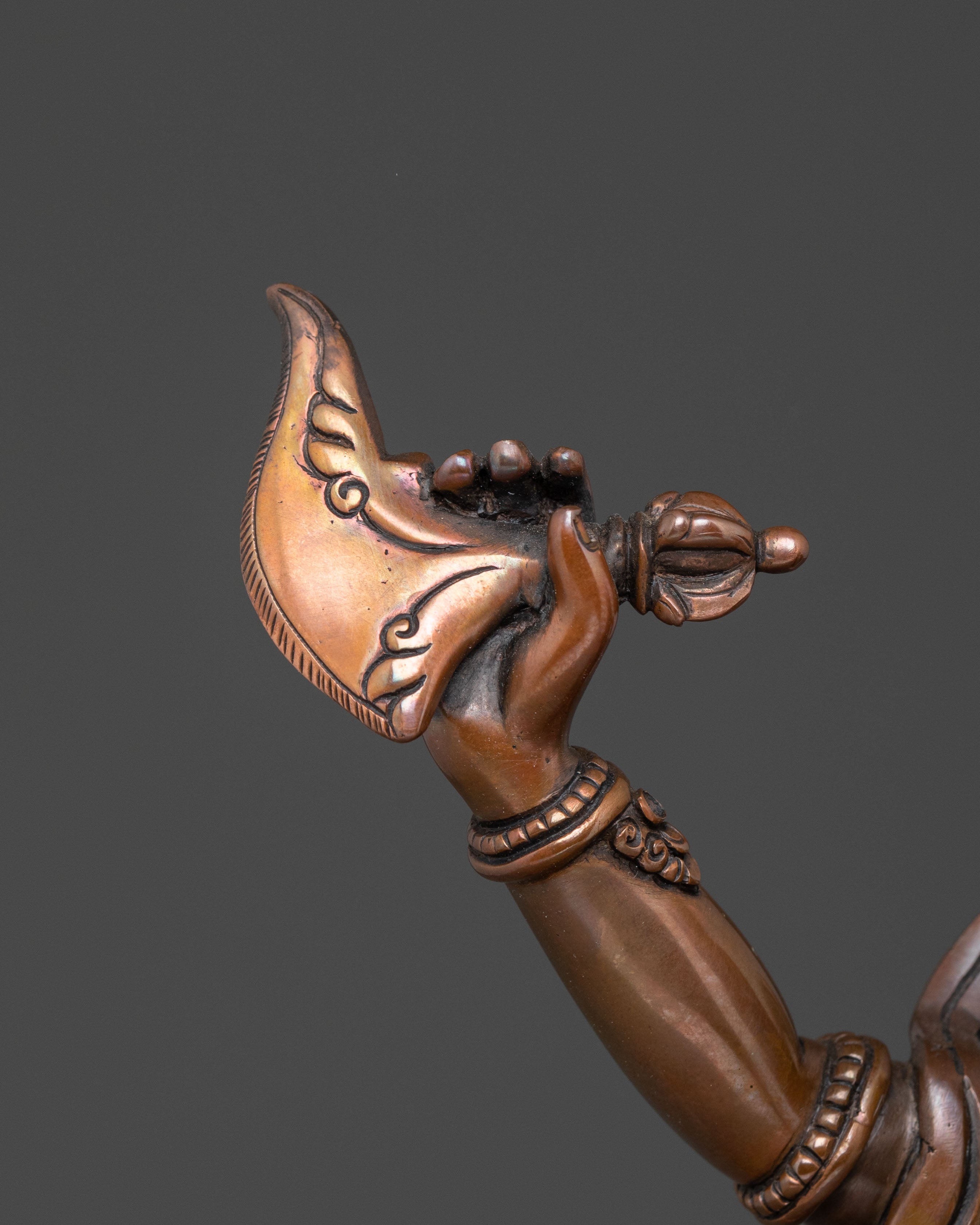 Simhamukha Oxidized Copper Statue: Divine Figurine