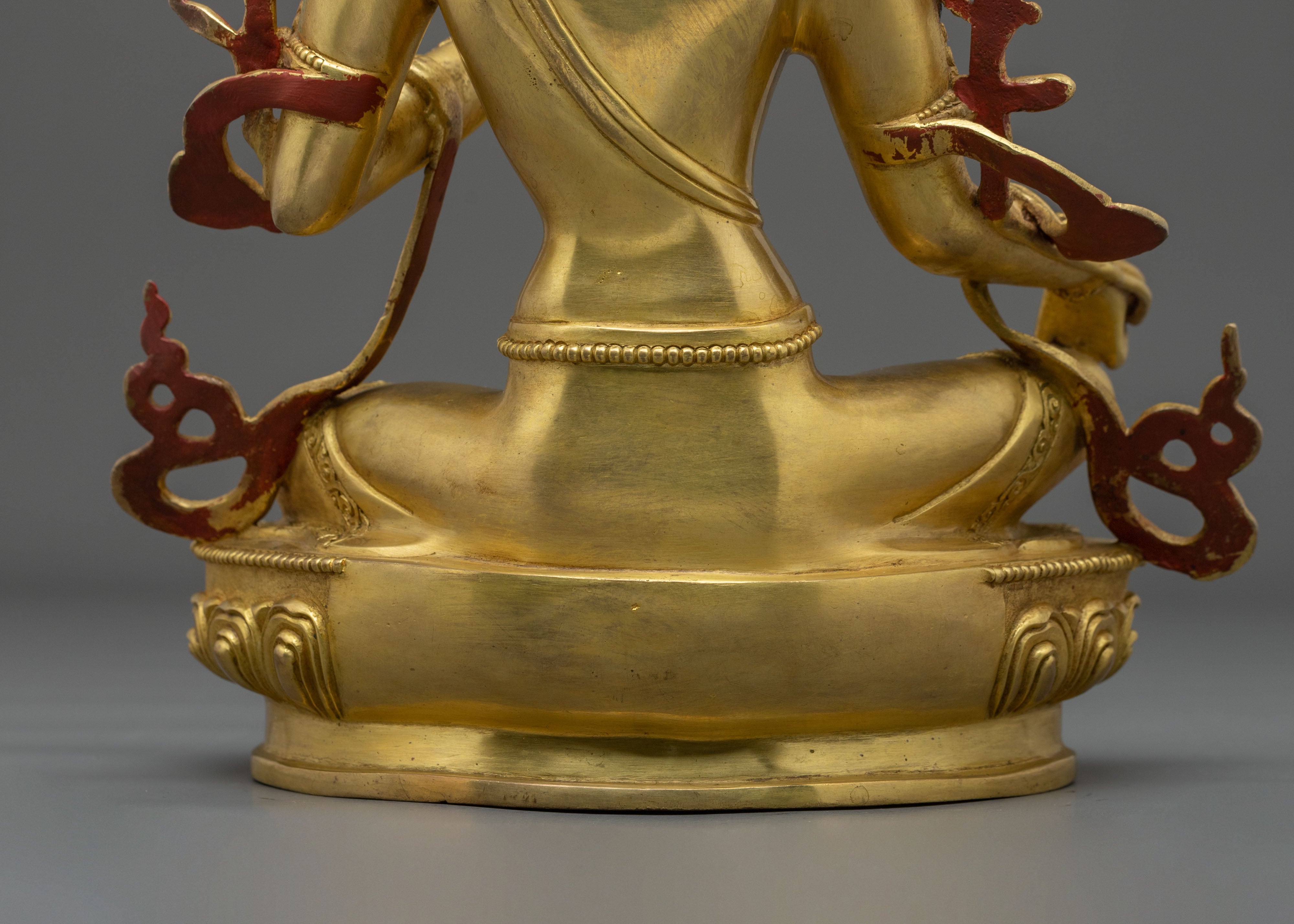 Protector Green Tara Himalayan Sculpture: 24K Gold Gilded