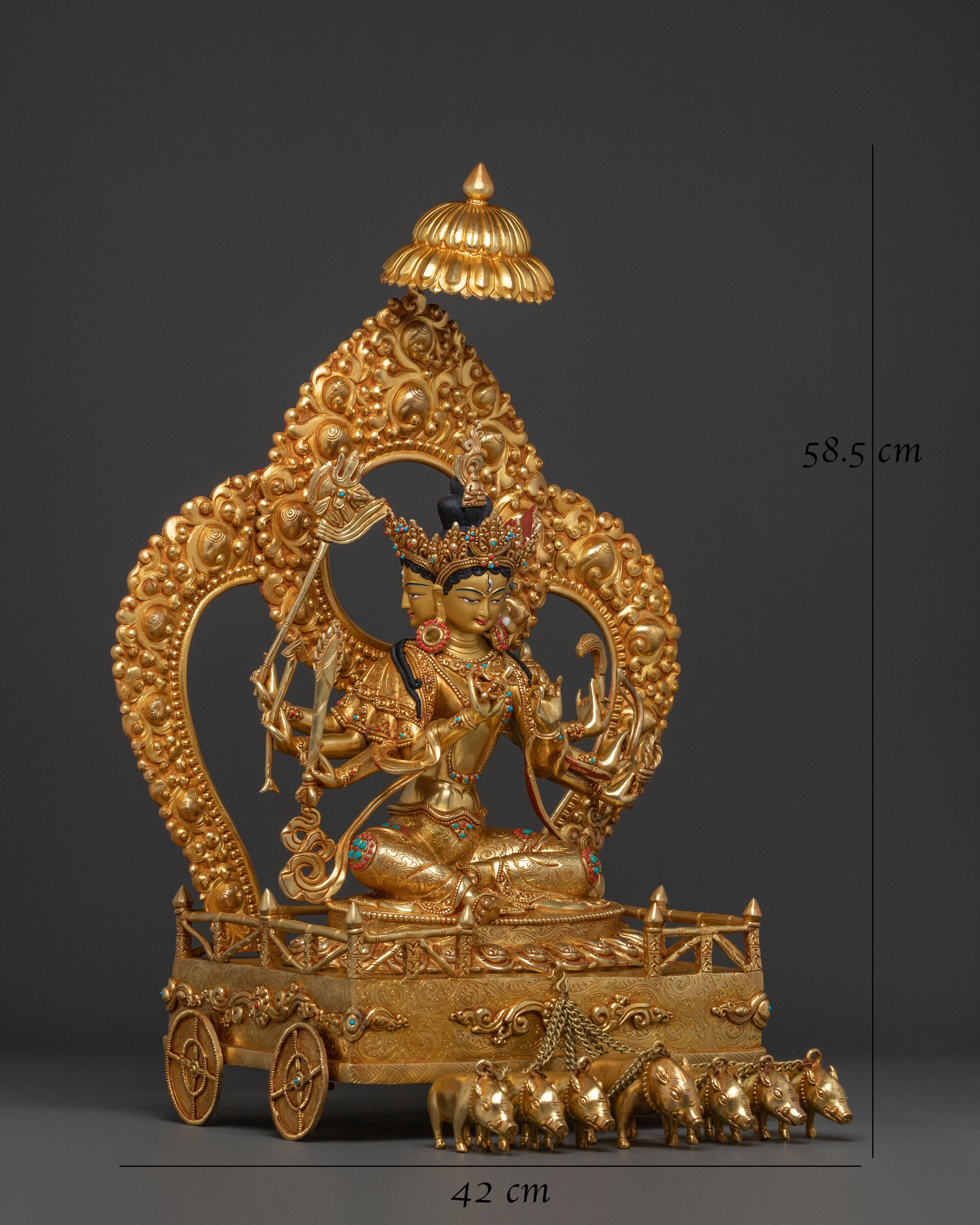 Marici Sacred Statue: 24K Gold Gilded Himalayan Figure
