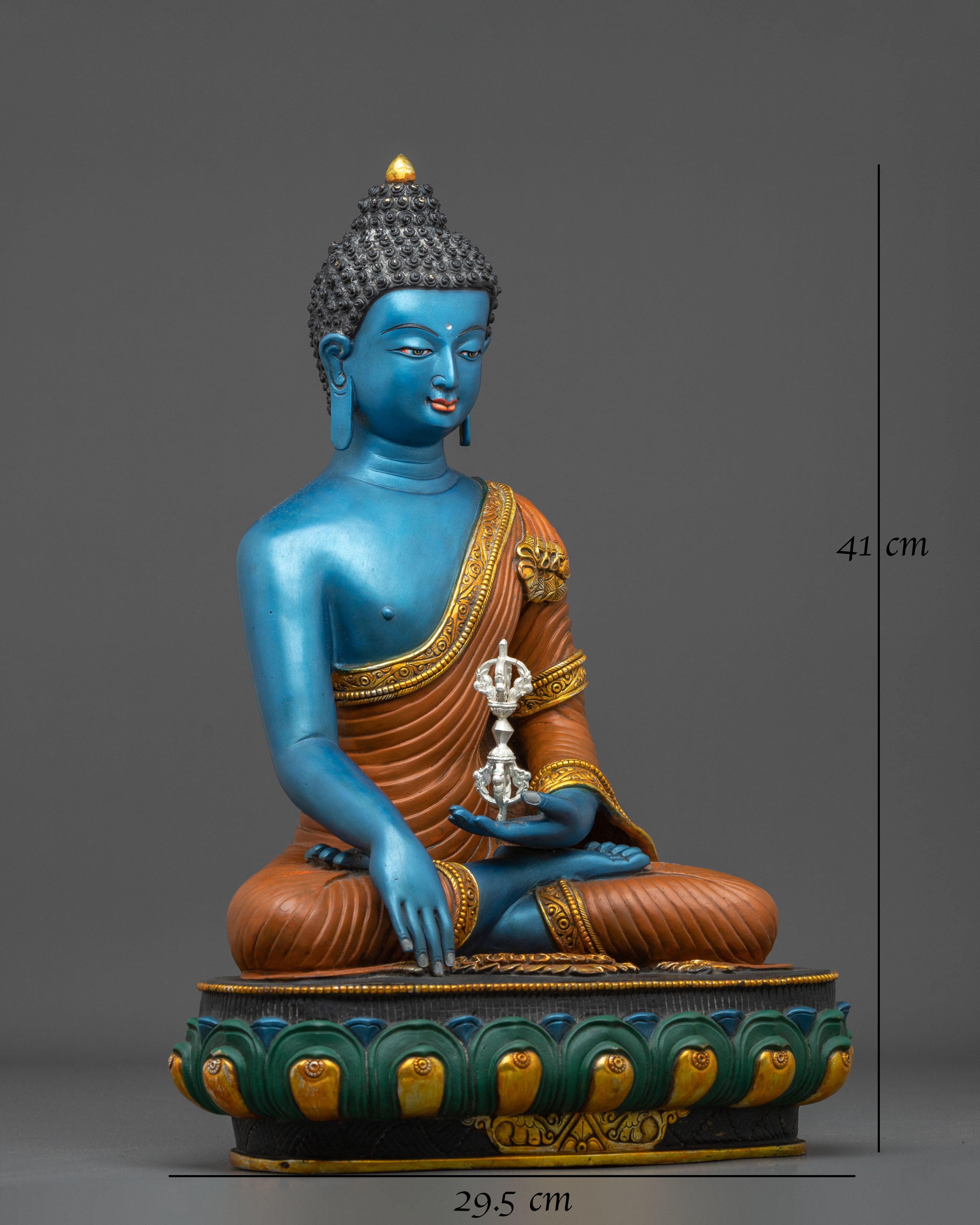 Tibetan Buddhist Mitrugpa Sculpture | Gold Painted Copper Statue