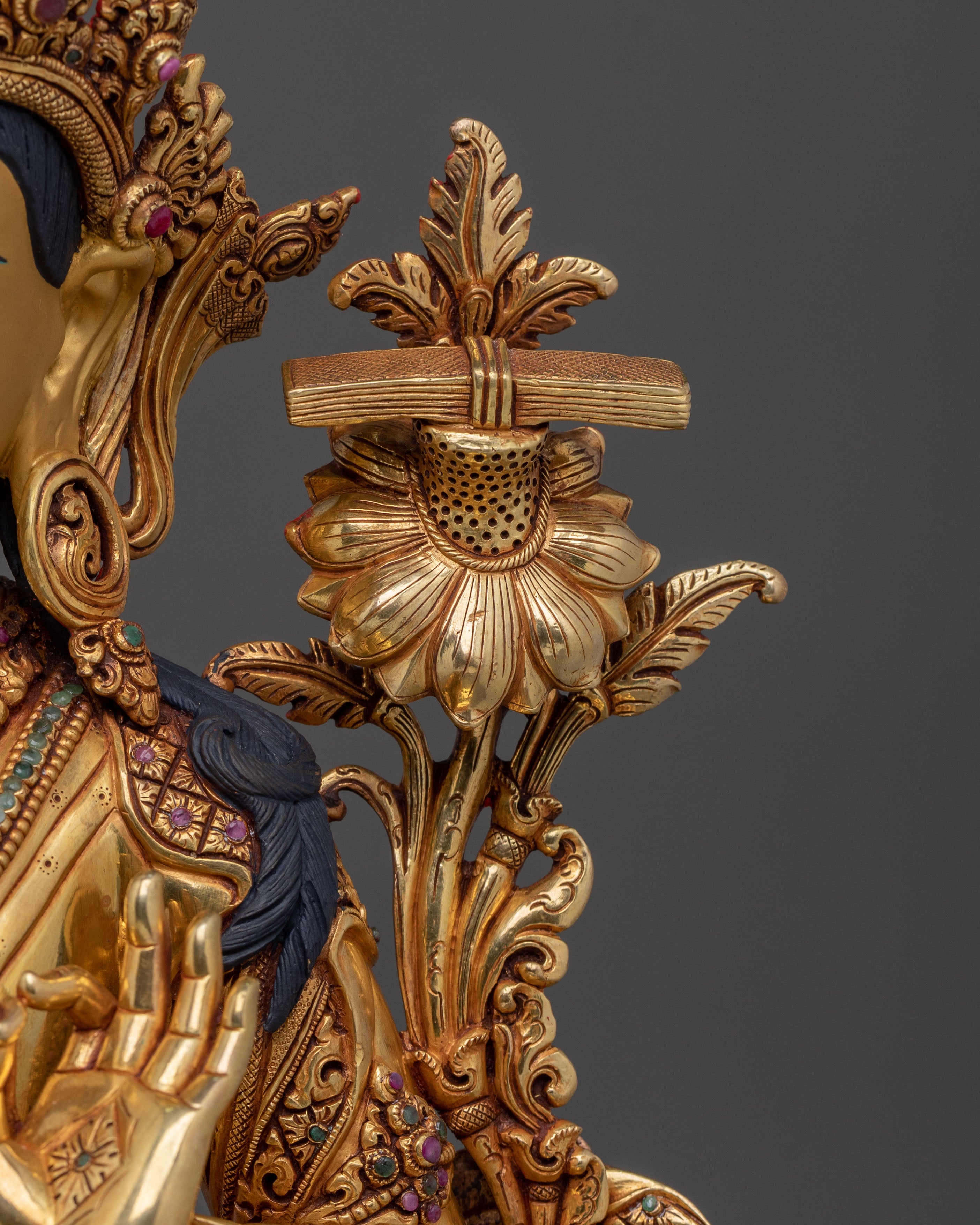 Manjushri: Radiant 24K Gold Gilded Wisdom Statue