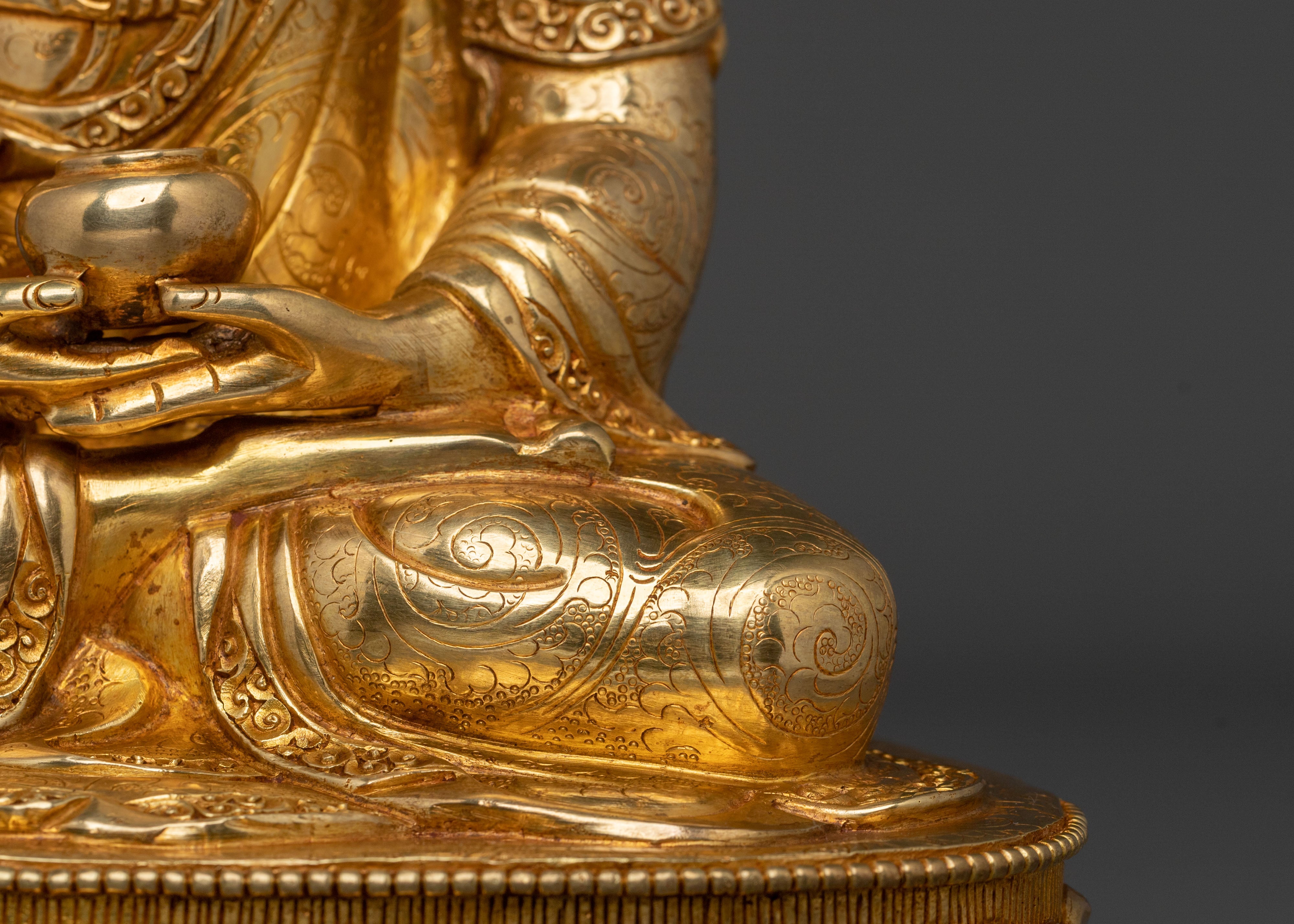 Amitabha Buddha Statue | 24K Gold Gilded Figurine