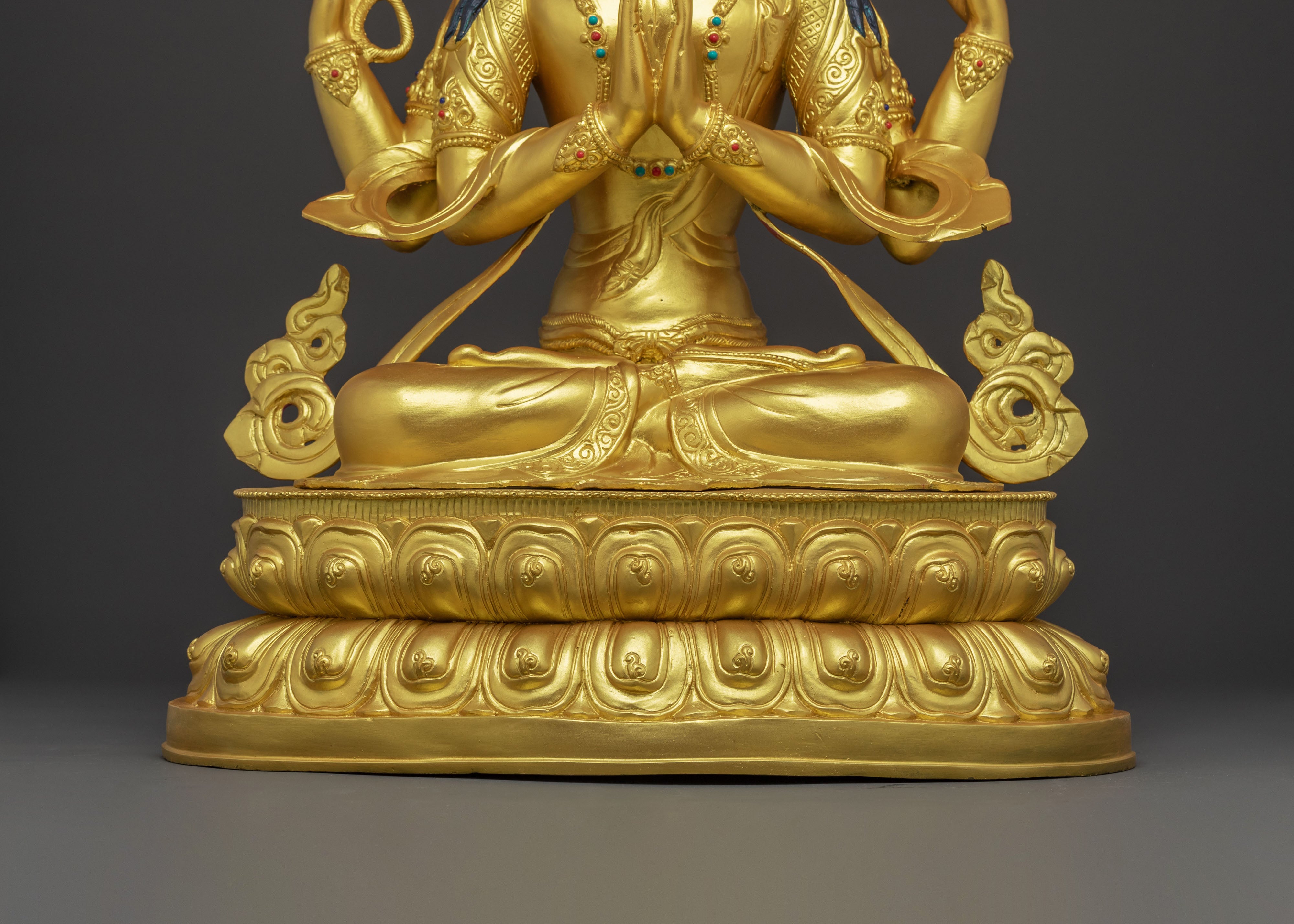 Chenrezig Golden Statue | Meditational Home Decor