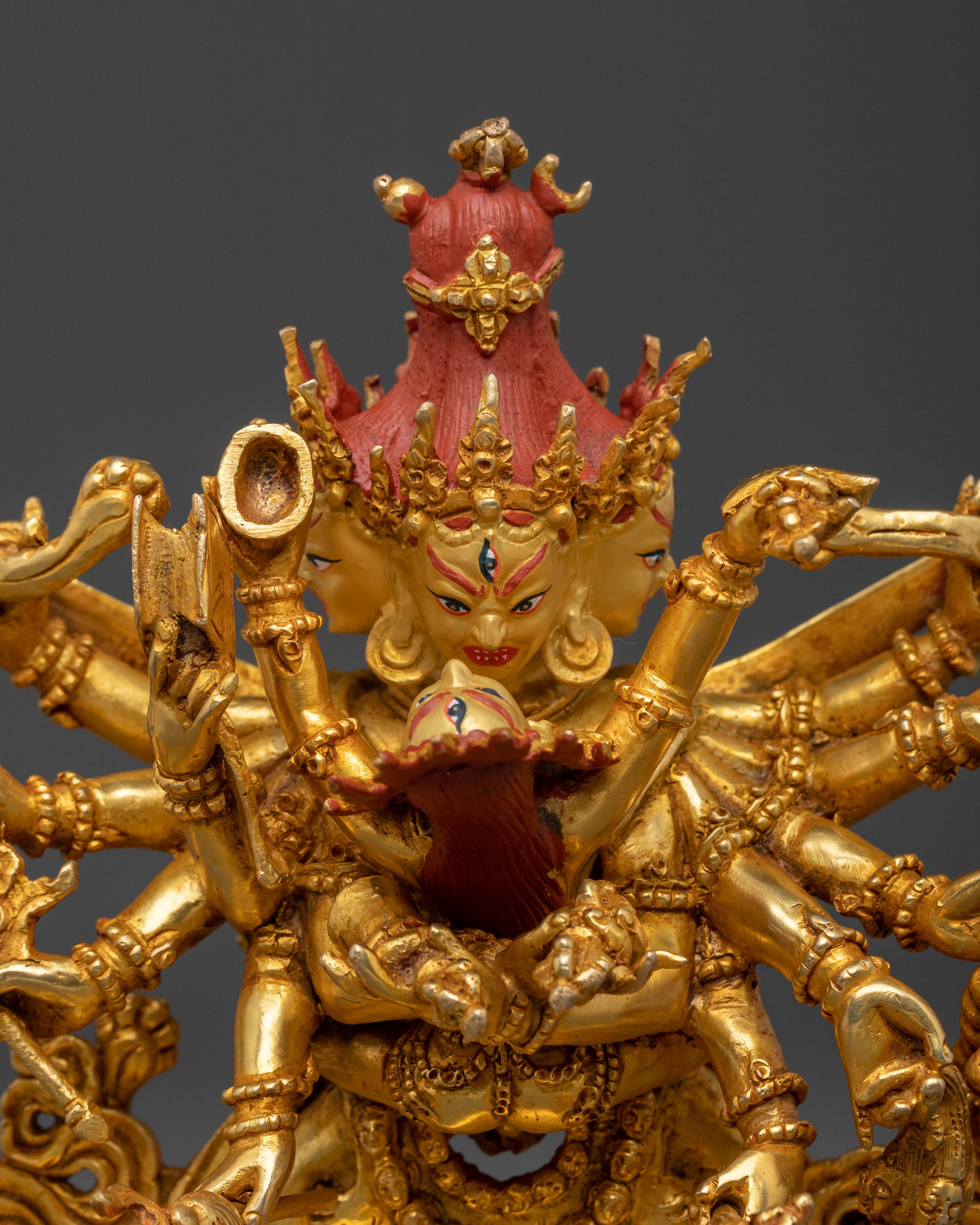 Chakrasamvara Sacred 24K Gold Gilded Statue with Consort