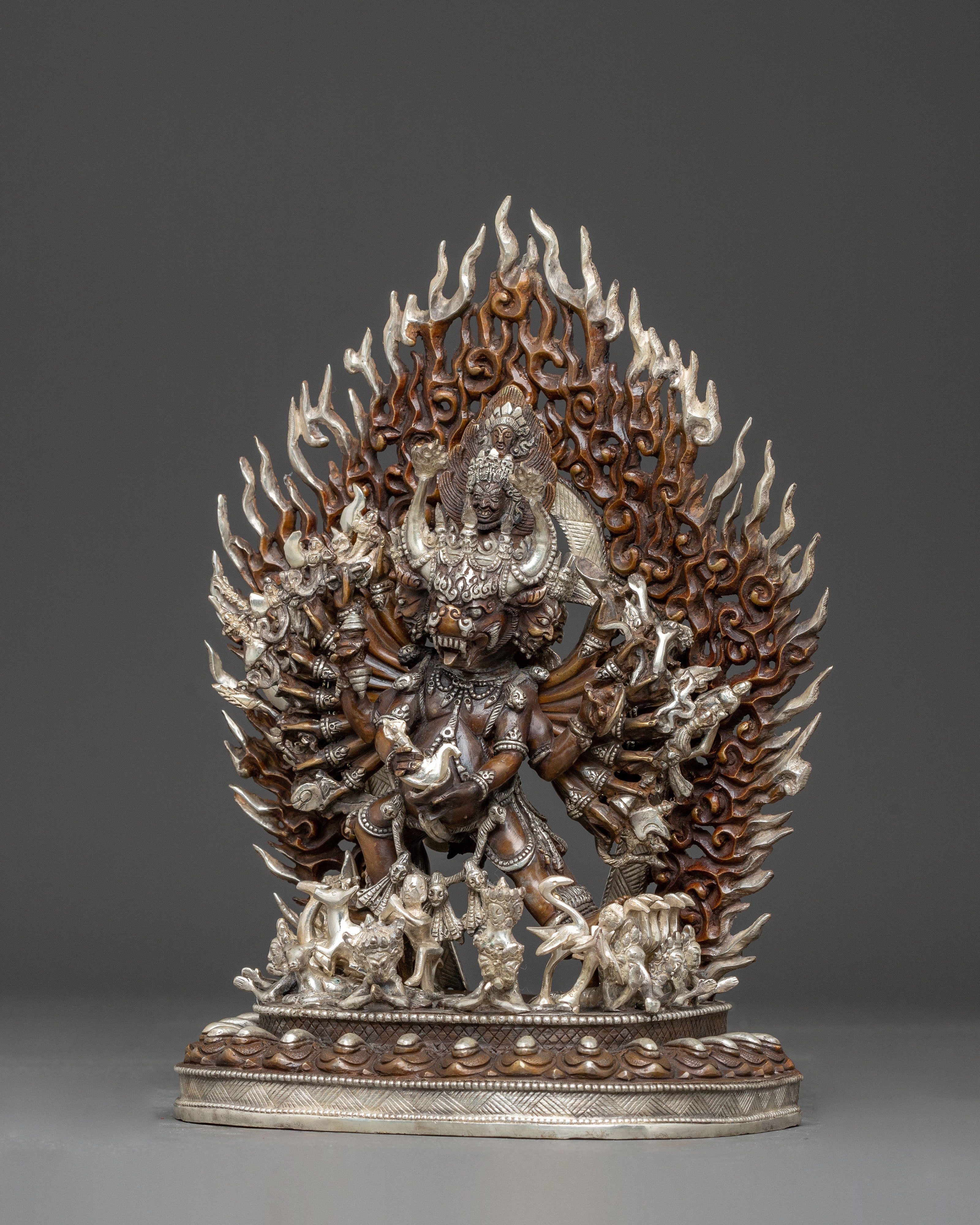 Handmade Yamantaka Golden Statue | Tibetan Buddhist Deity of Wisdom
