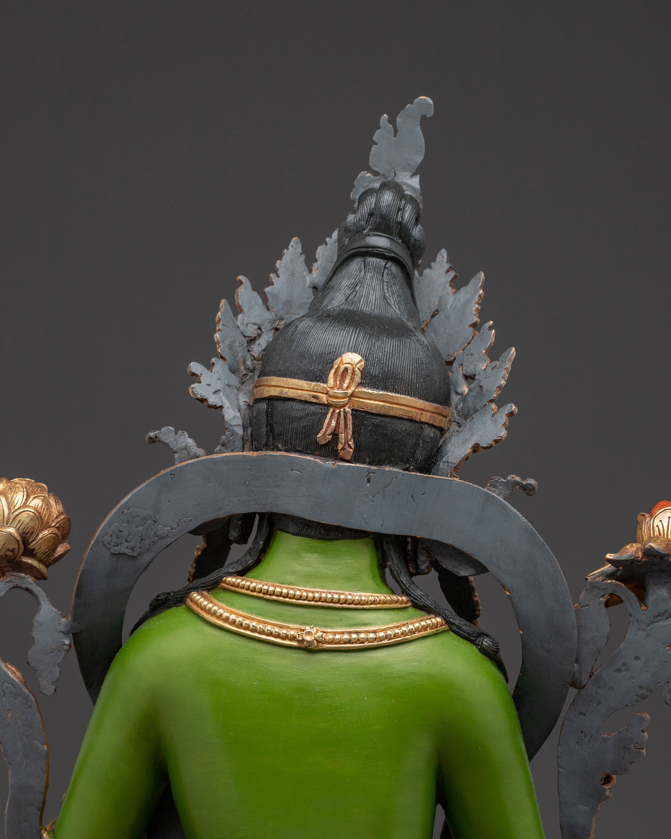 19 Inch Green Tara Statue: Gold Electroplated