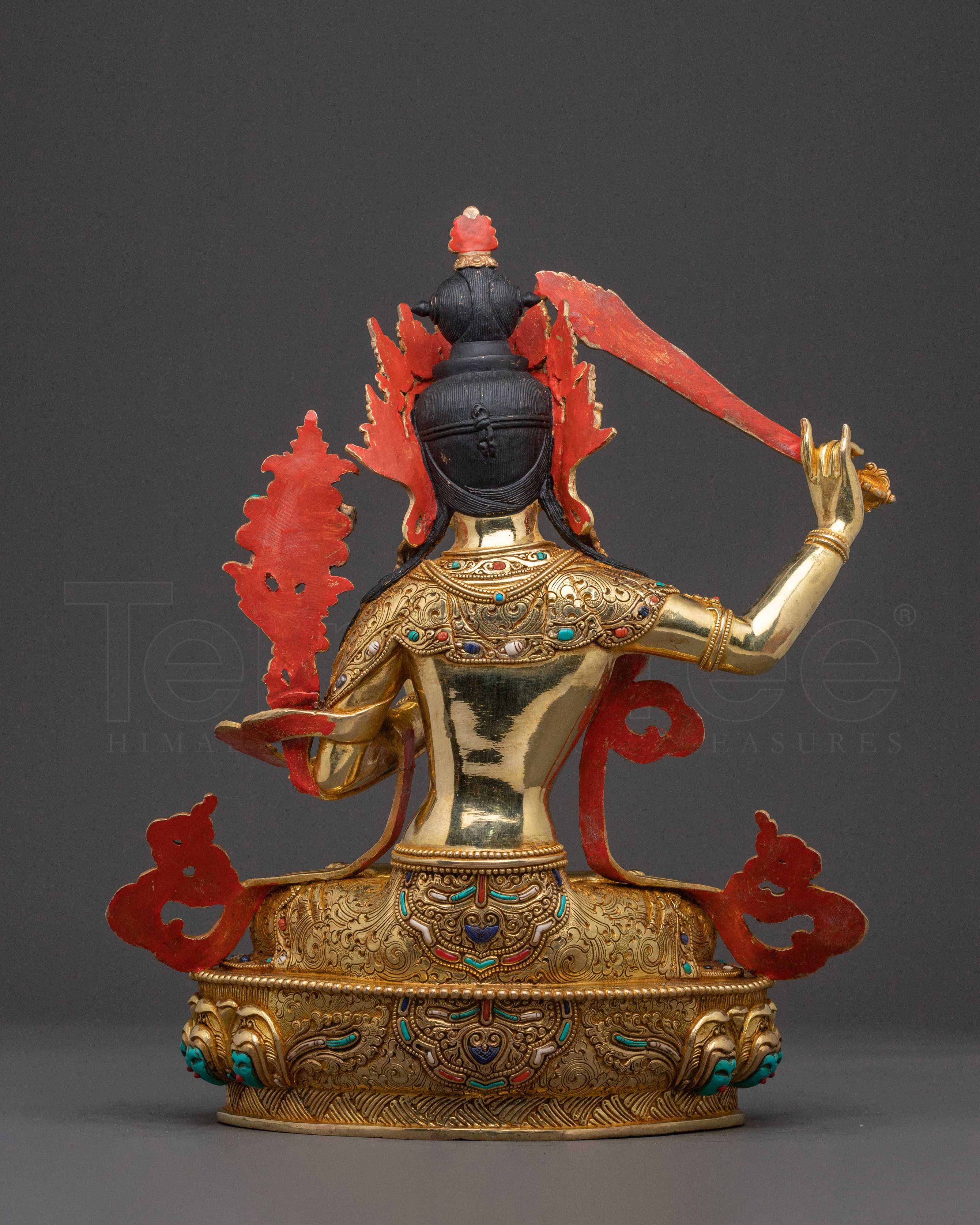 Manjushri Spiritual Guidance Statue – 24K Gilded Copper
