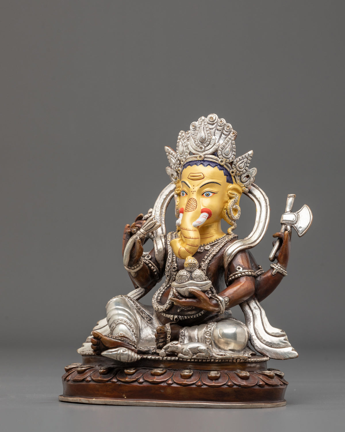 God Ganesh Statue | Oxidized Figurine with Silver Plating