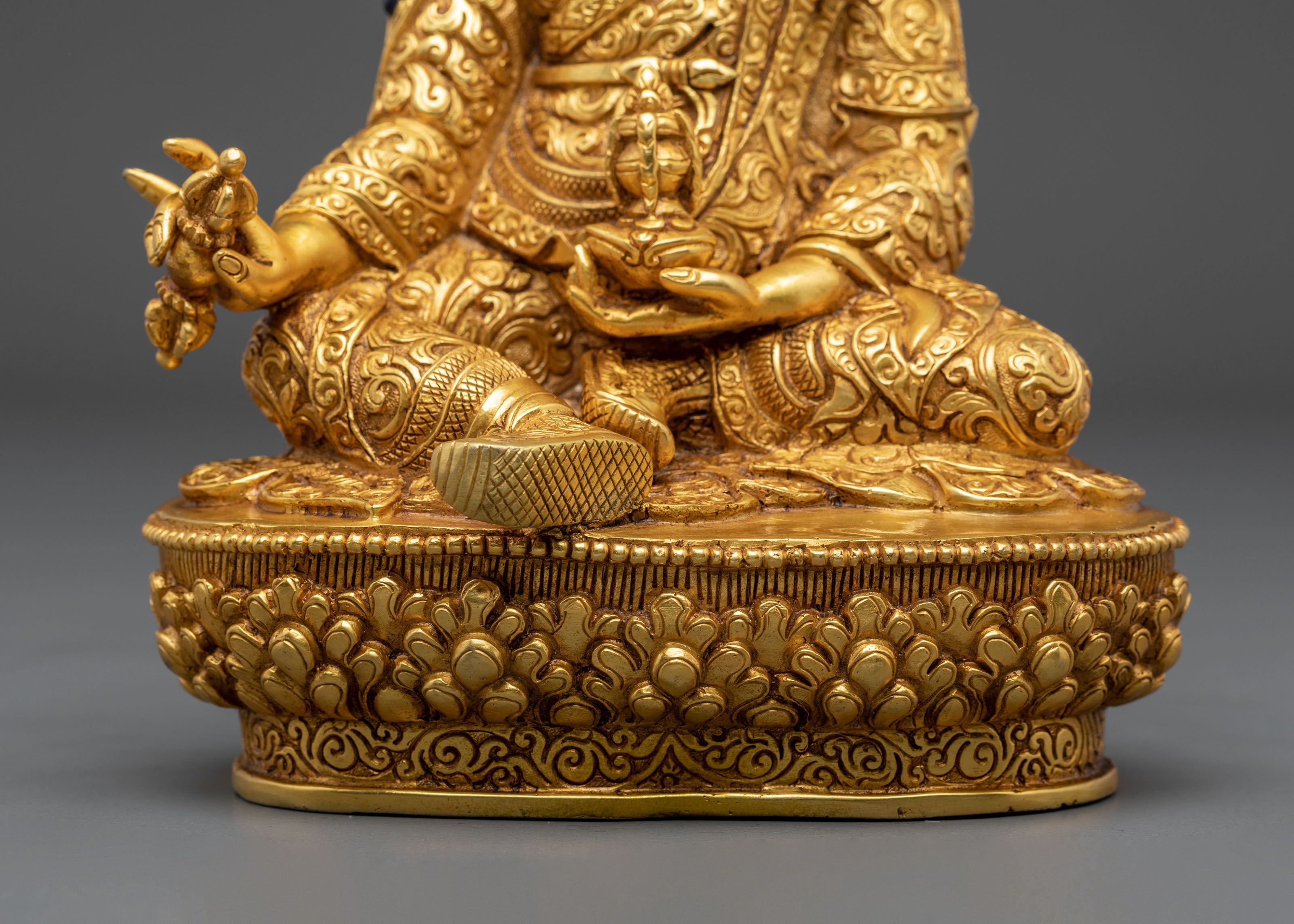 Handmade Guru Rinpoche Spiritual Sculpture with 24K Gold Gliding