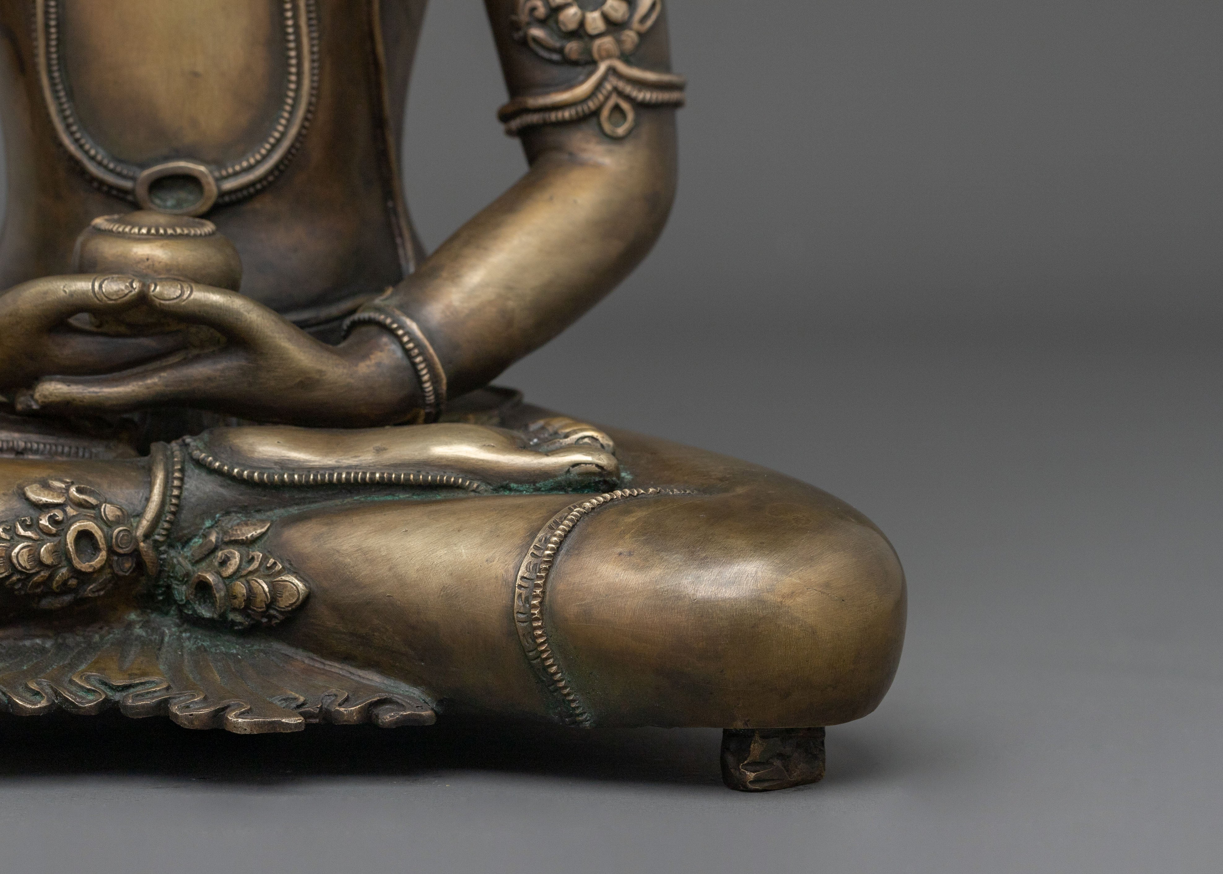 Crown Amitabha Buddha Sacred Sculpture in Bronze