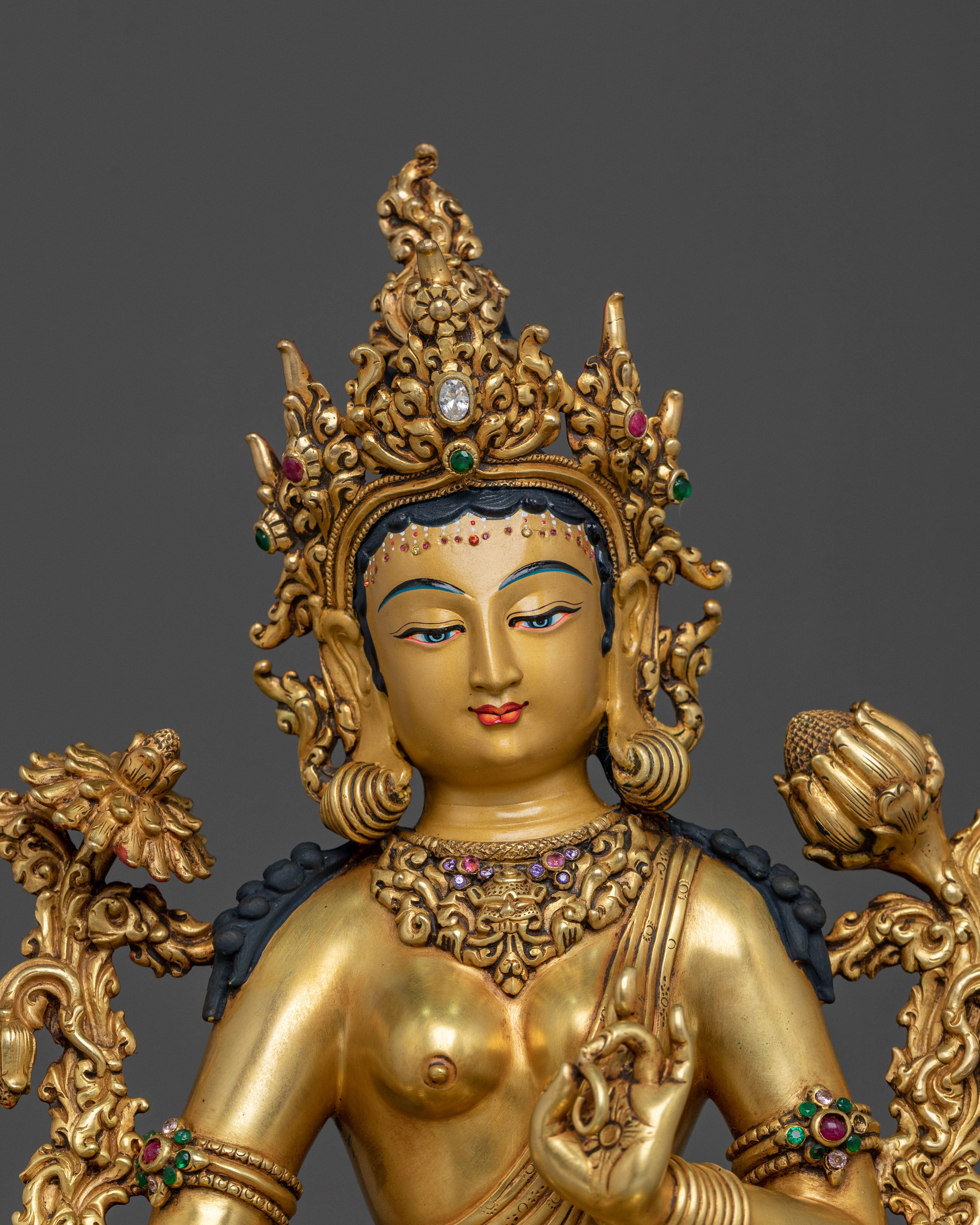 Green Tara Sacred Figurine on Throne | Home Decor