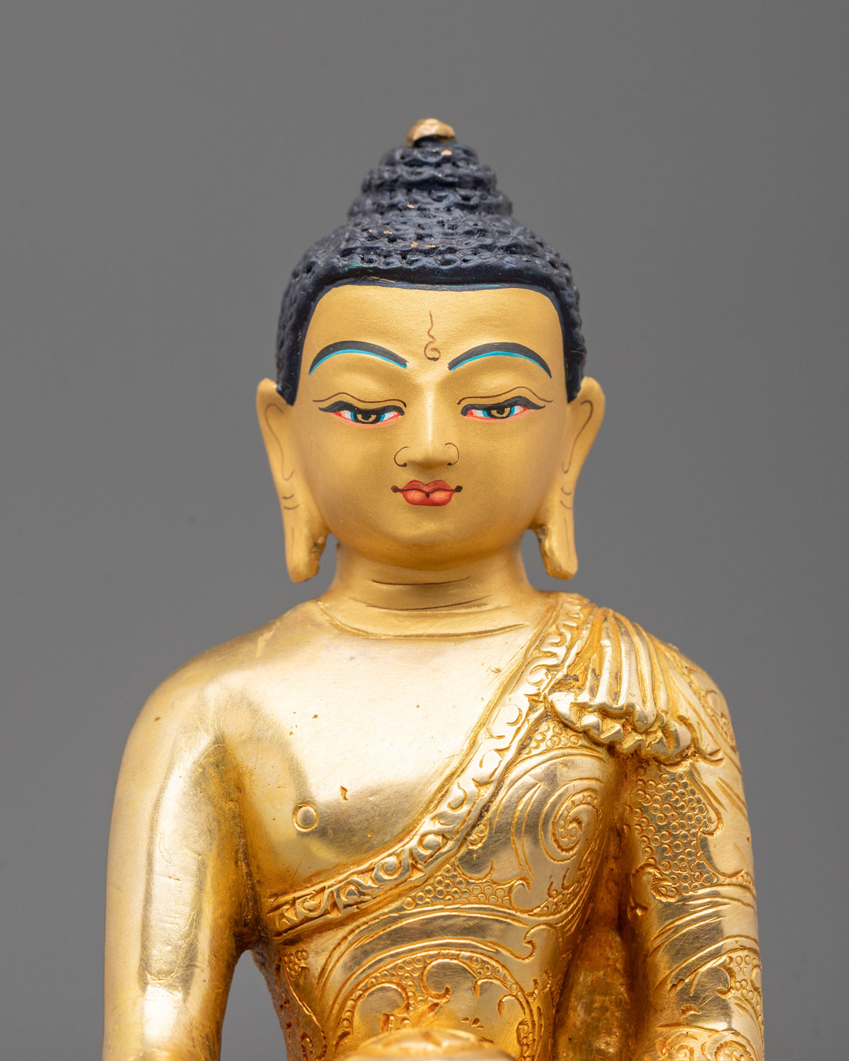 Shakyamuni Buddha Sculpture | 24K Gold Gilded