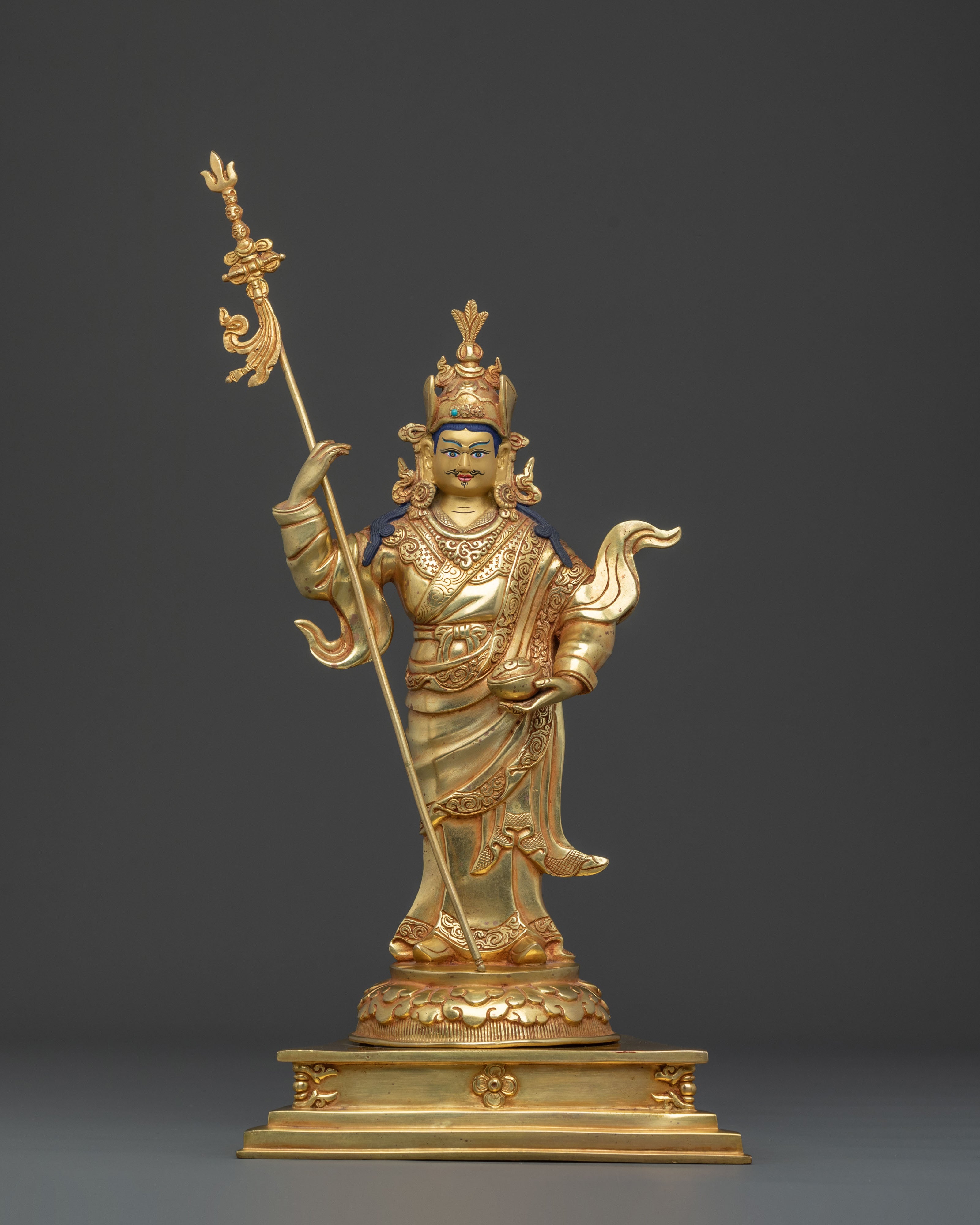 Dancing Guru Rinpoche: 24K Gold Gilded Figurine