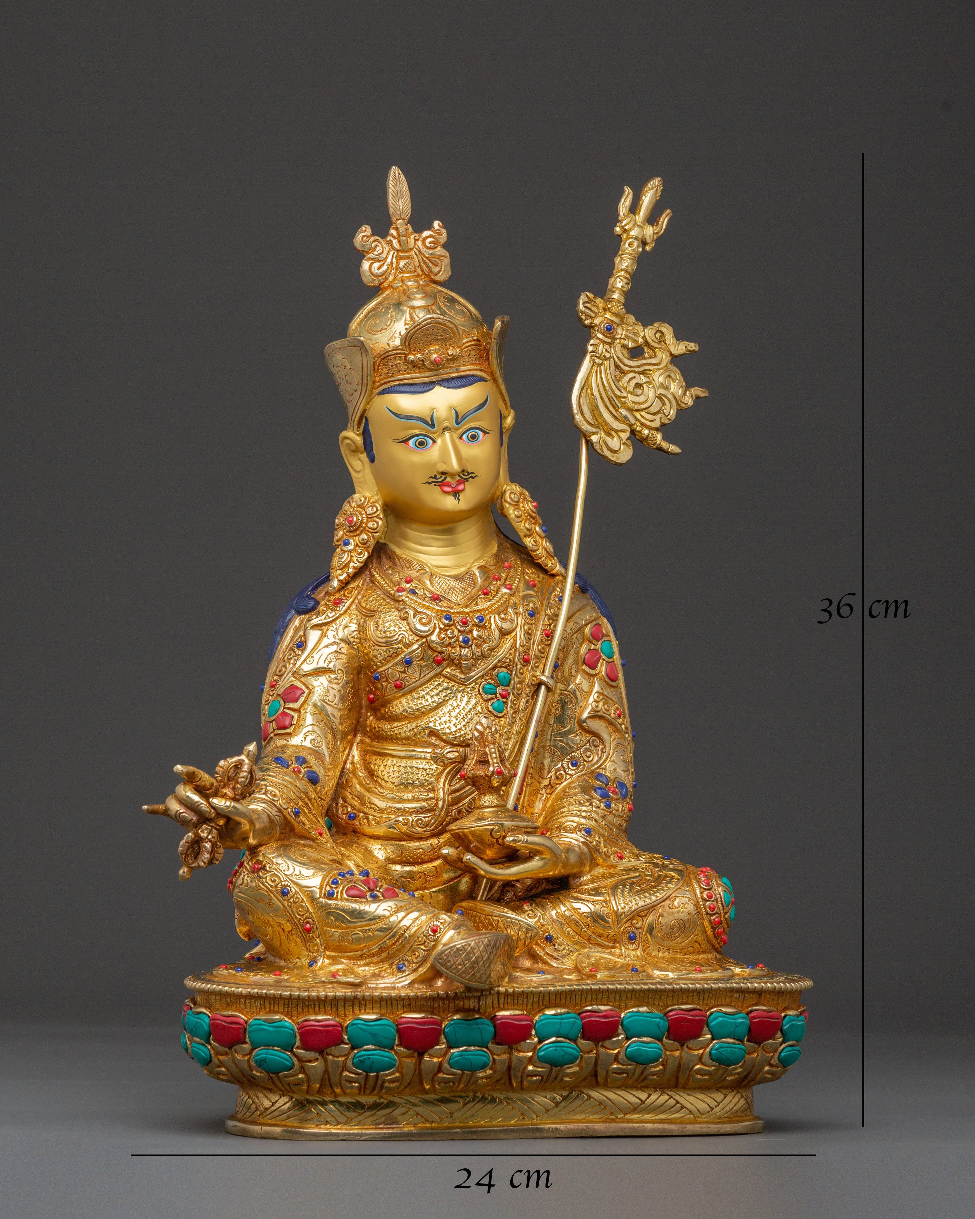 Padmasambhava Enlightened Guide Statue - Hand-Gilded Copper Statue