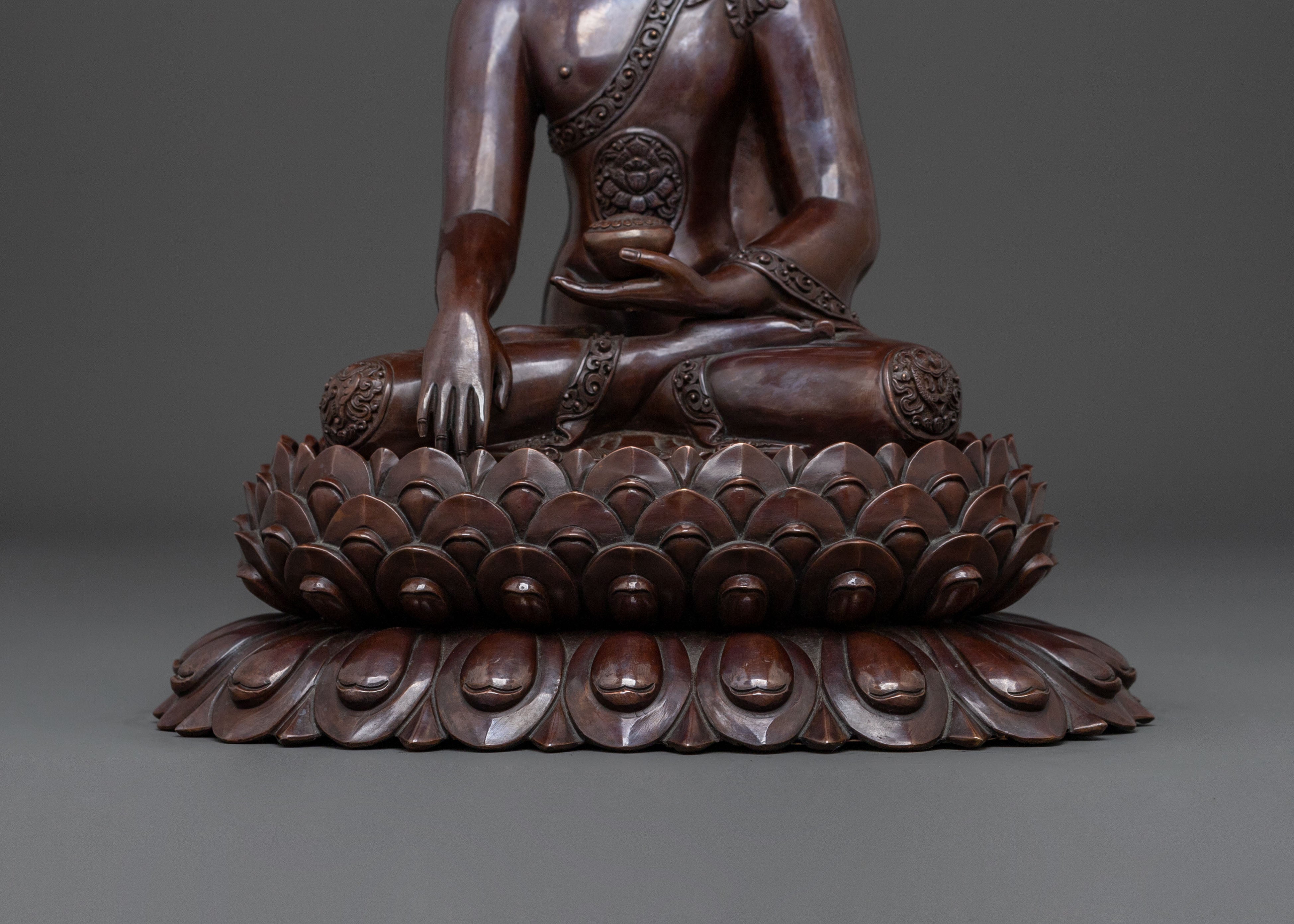 Shakyamuni Buddha Statue Seated on Lotus | Altar Decor