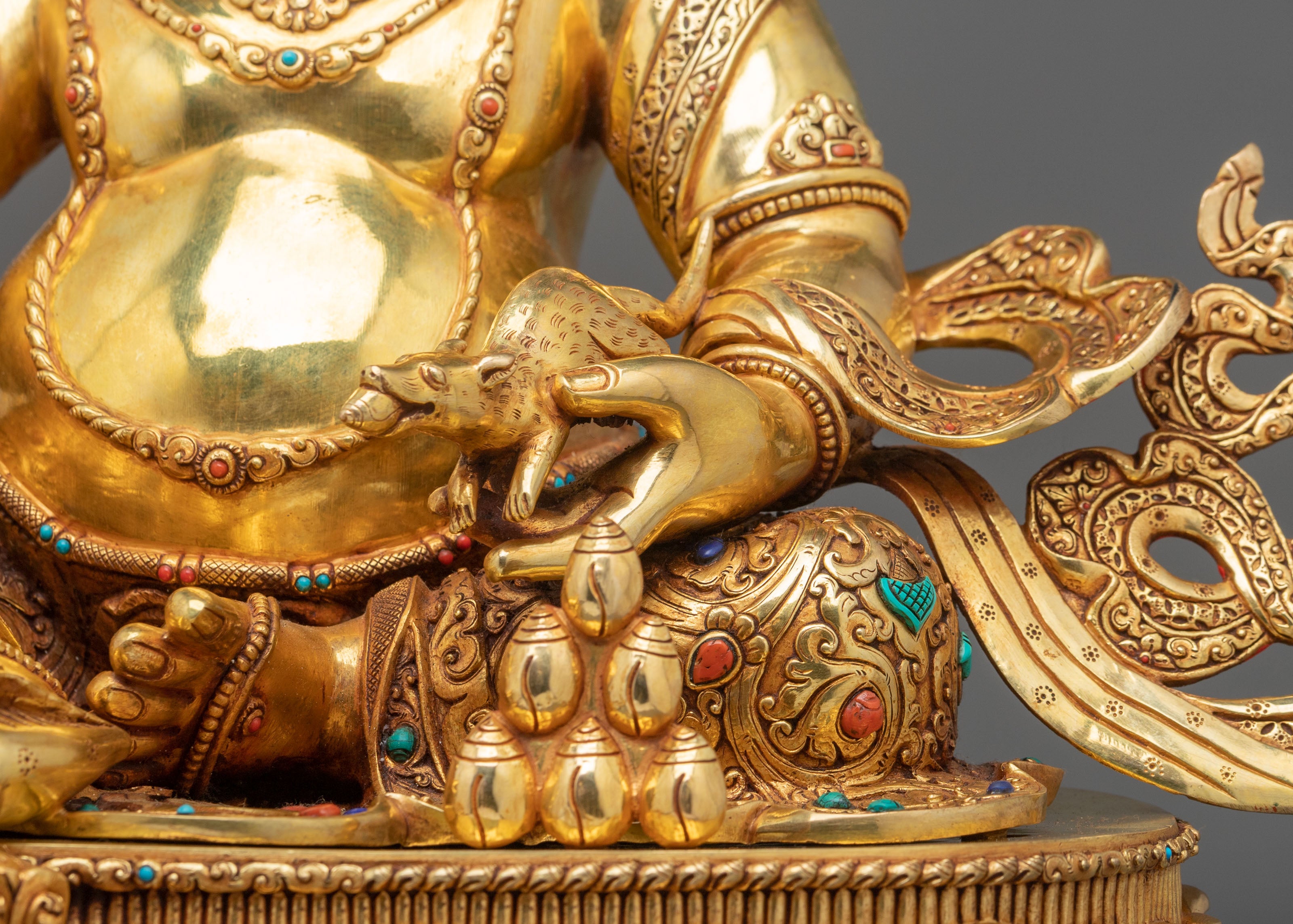 Dzambhala 24K Gold-Coated Statue | Nepalese Craftsmanship