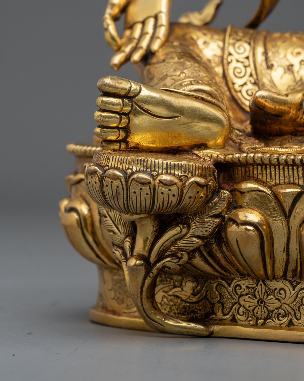 Green Tara Sculpture | Radiant 24K Gold Coated Goddess Statue