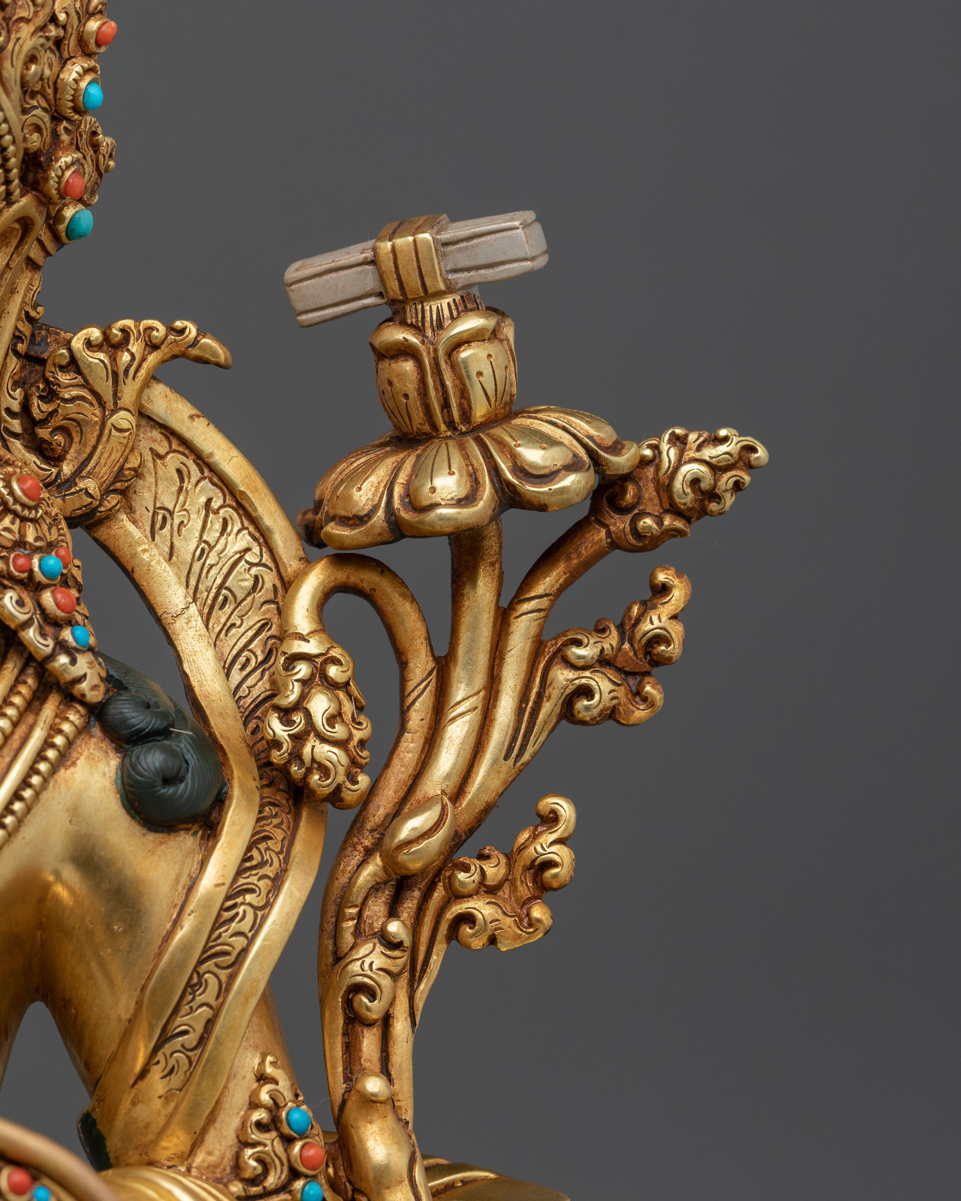 Tikshna Manjushri Meditation Statue | 24K Gold Gilded Copper Sculpture