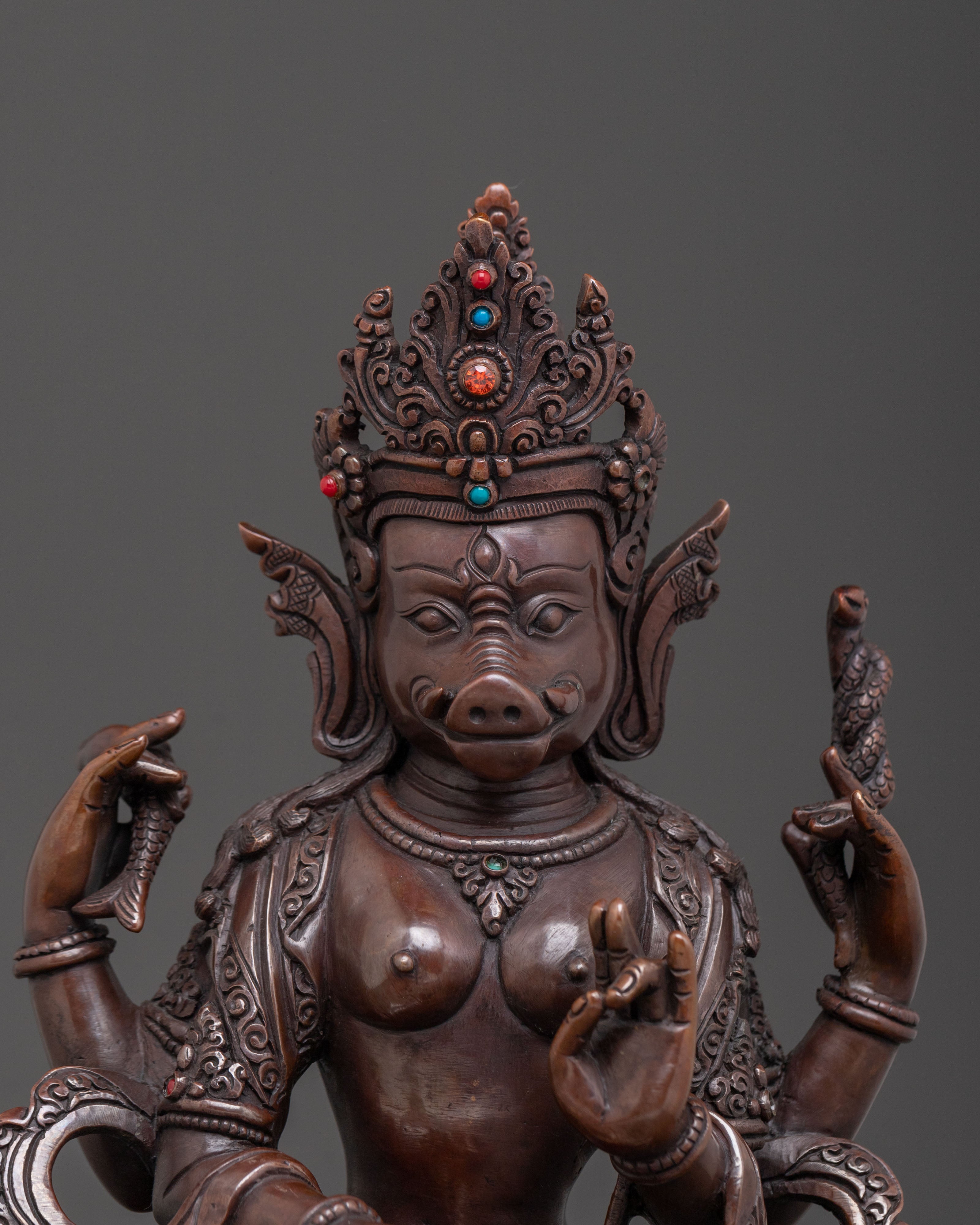Guardian Varahi Statue | Oxidized Copper Sculpture