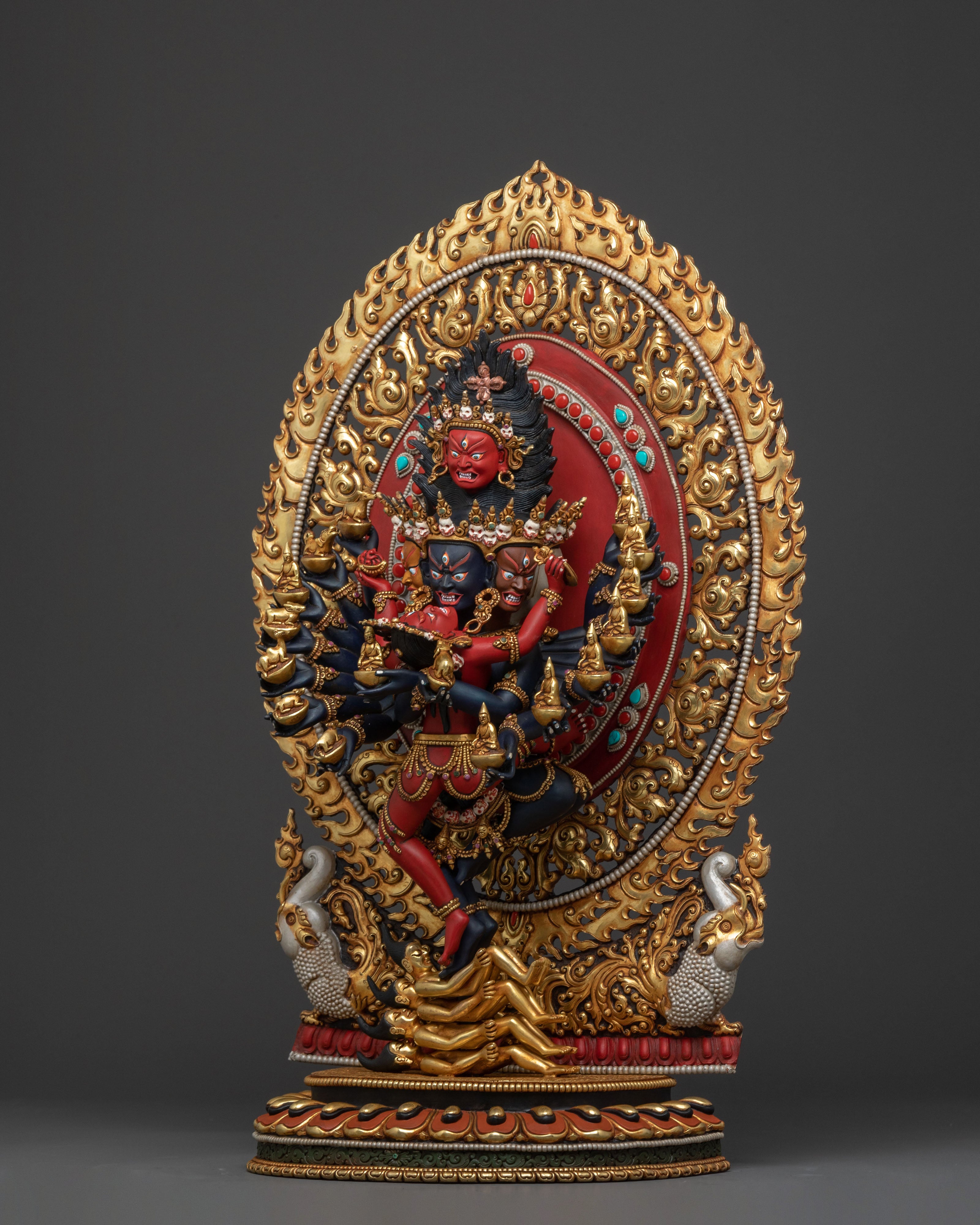 Hevajra 24k Gold Gilded Statue | Union of Wisdom
