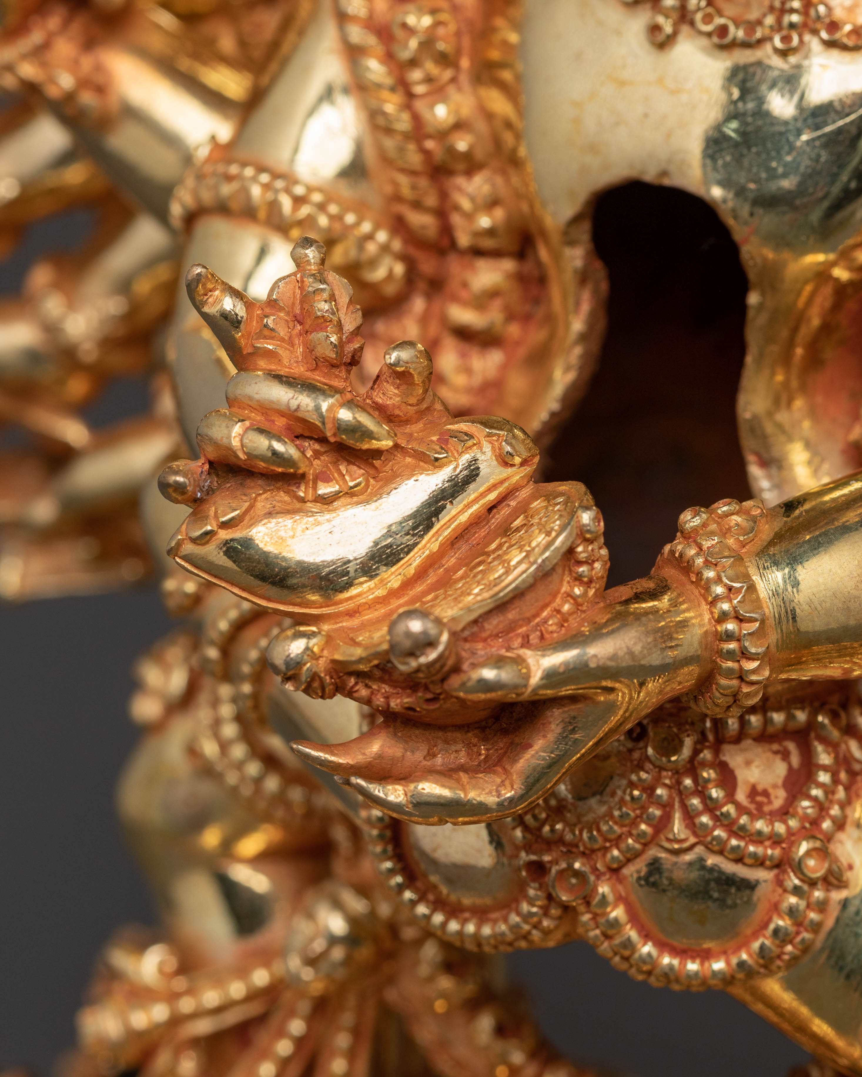 Sacred Yamantaka Statue: Hand-Gilded Copper Artistry