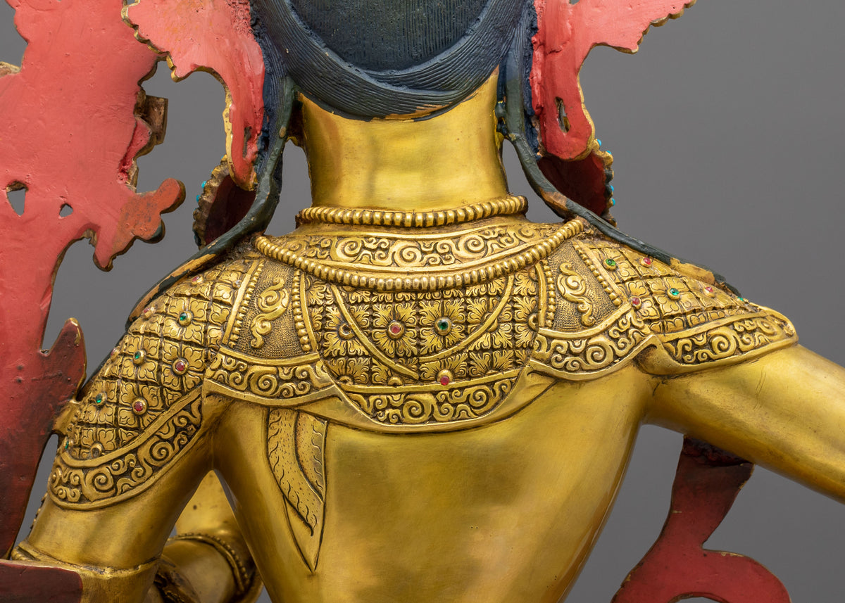 Manjughoṣa Sculpture of Wisdom |  24K Gold Gilded Copper Statue
