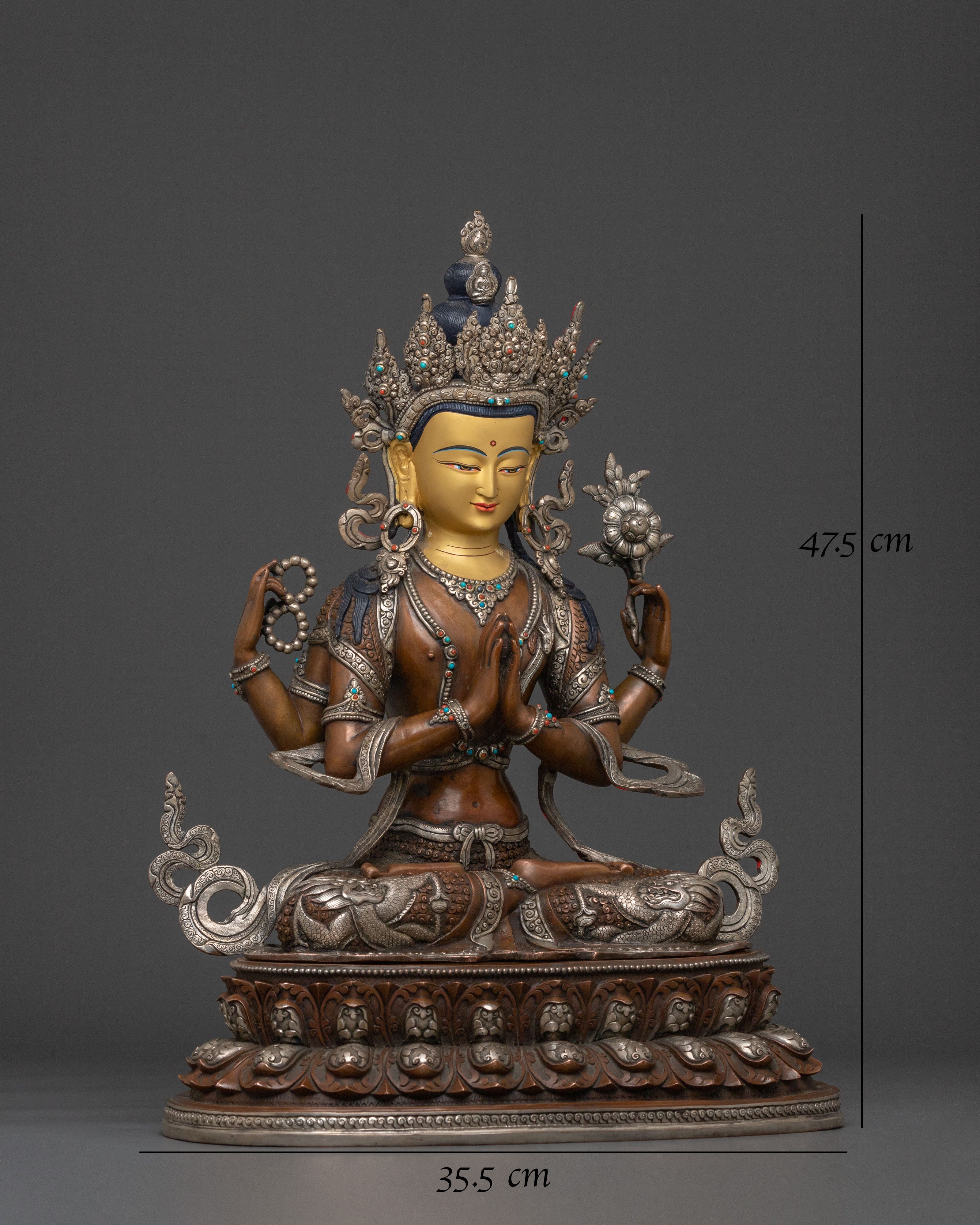 Himalayan Buddhist Chenrezig Statue | Bodhisattva of Compassion