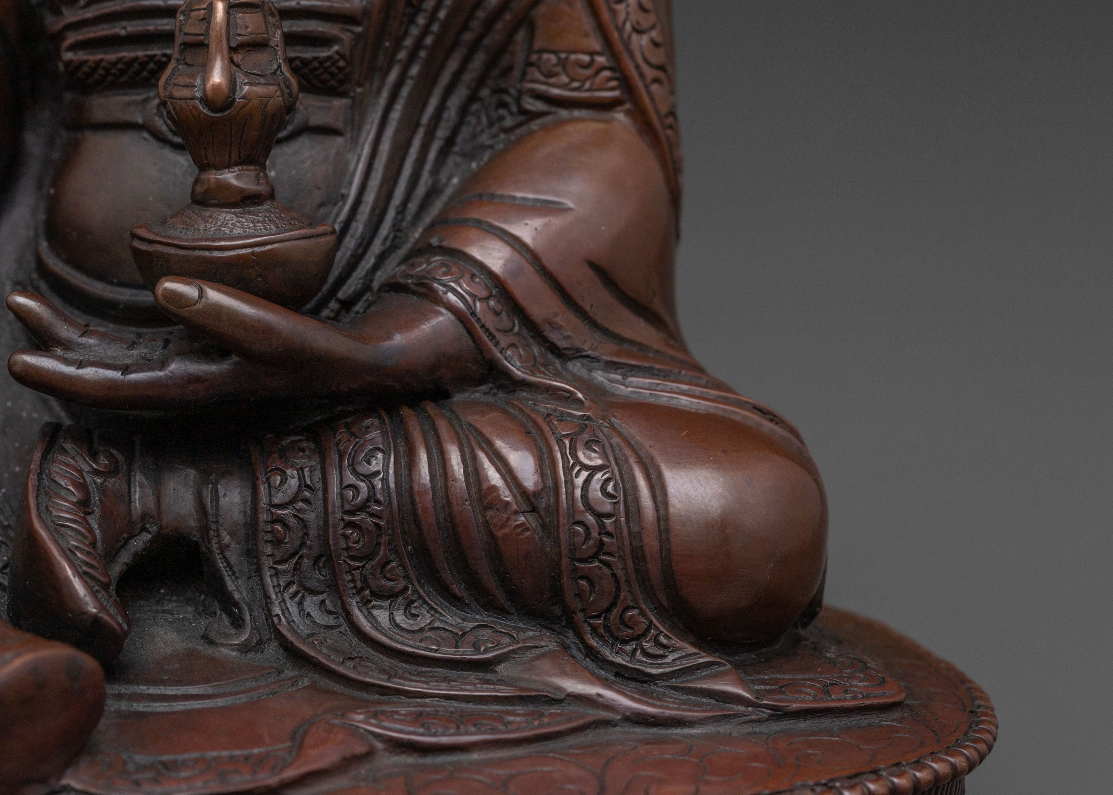 Teacher of the Dharma Guru Rinpoche Statue – Hand-Gilded Copper