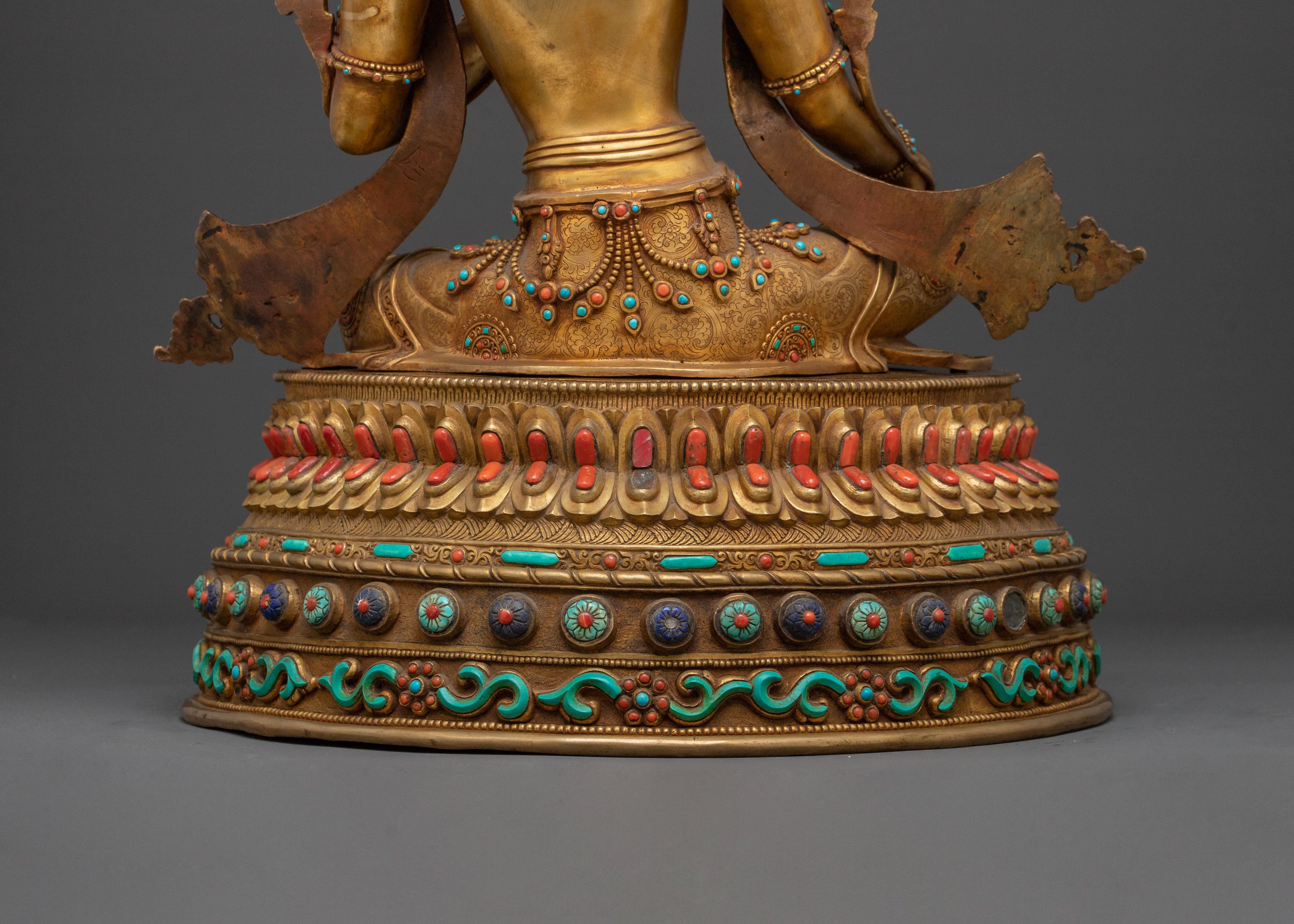 Green Tara Himalayan Buddhist Statue | Goddess of Protection & Healing