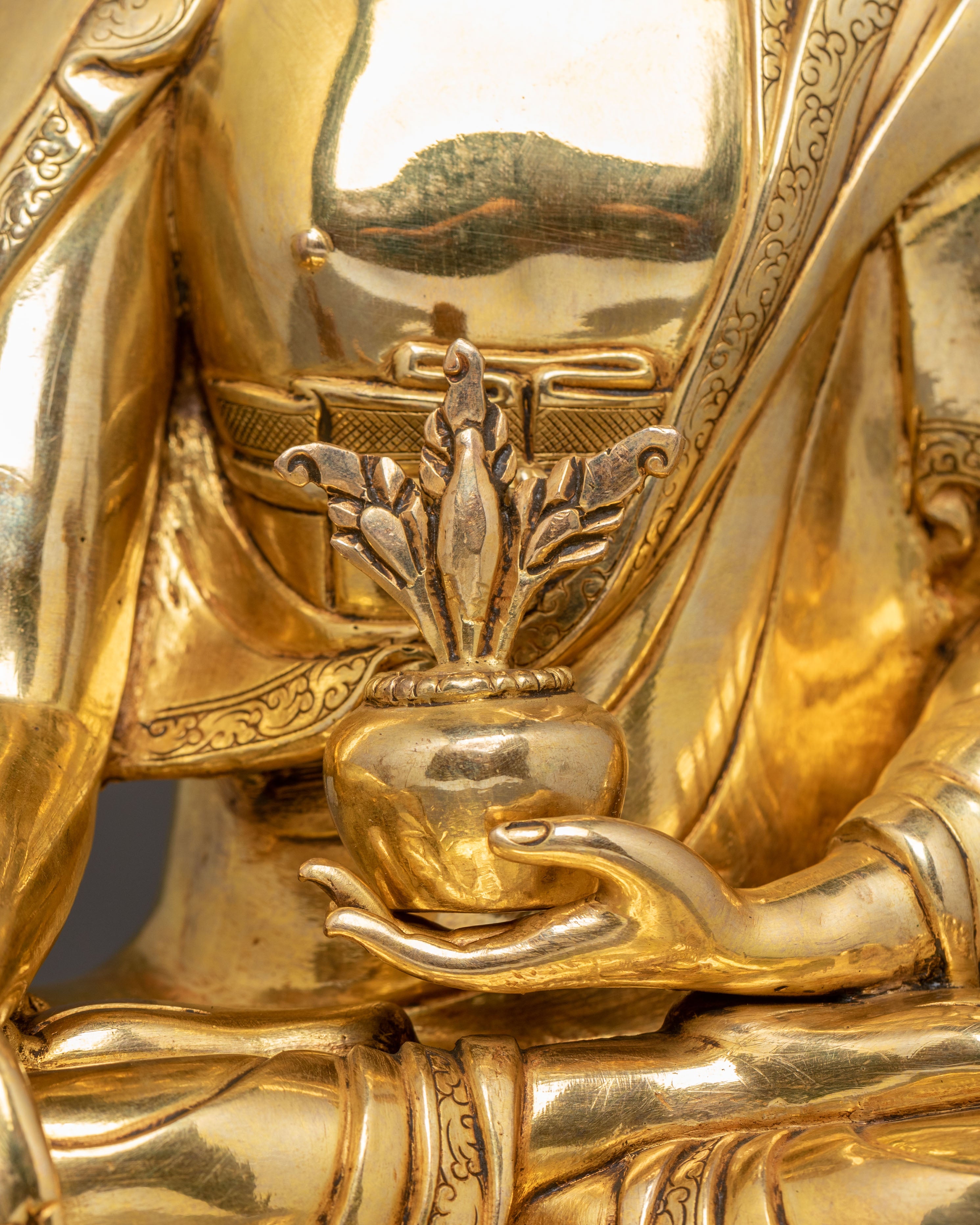 Golden Medicine Buddha Handcrafted Statue | 24K Gold Gilded Figure