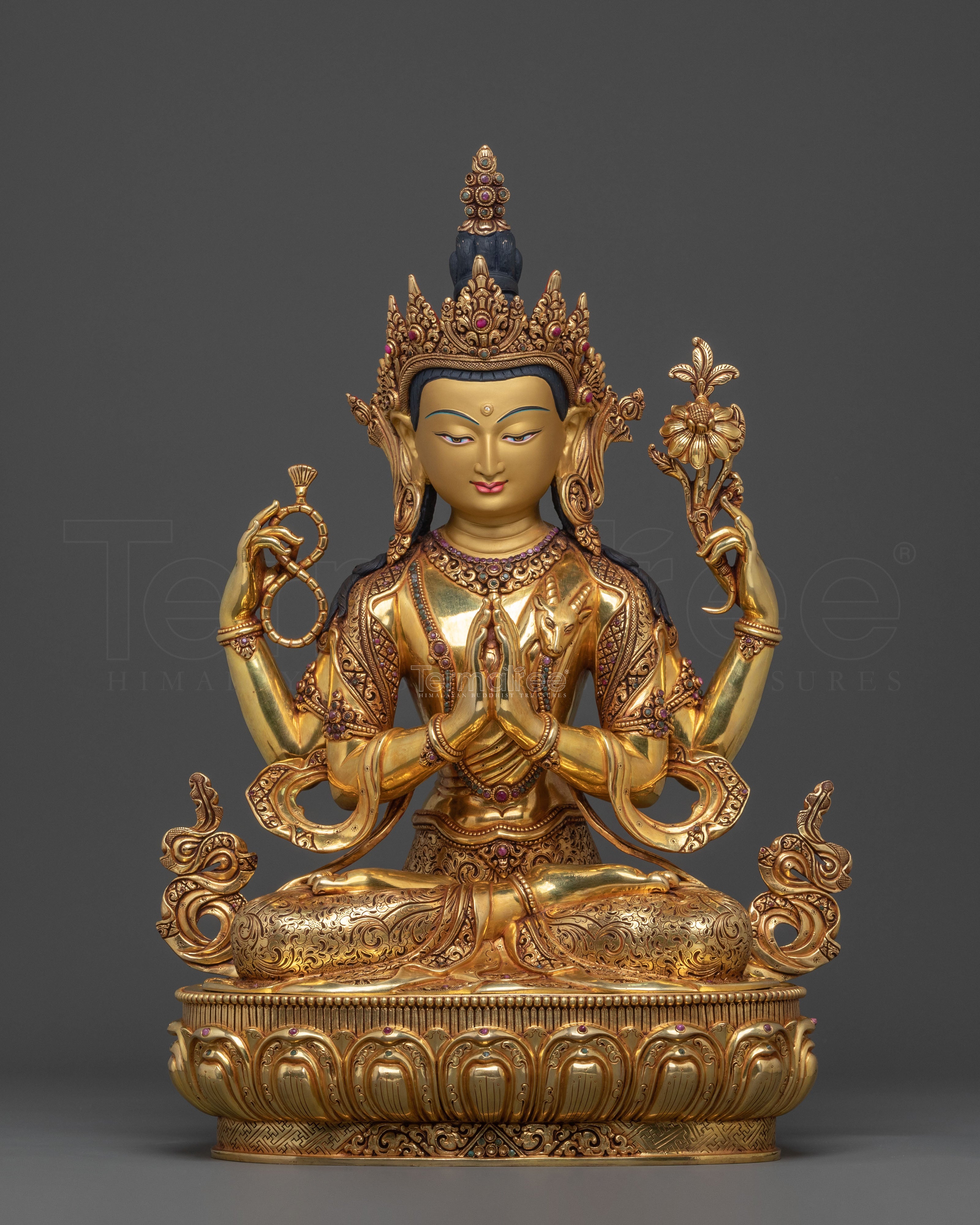 Chenrezig - 24k Gold Gilded Spiritual Statue