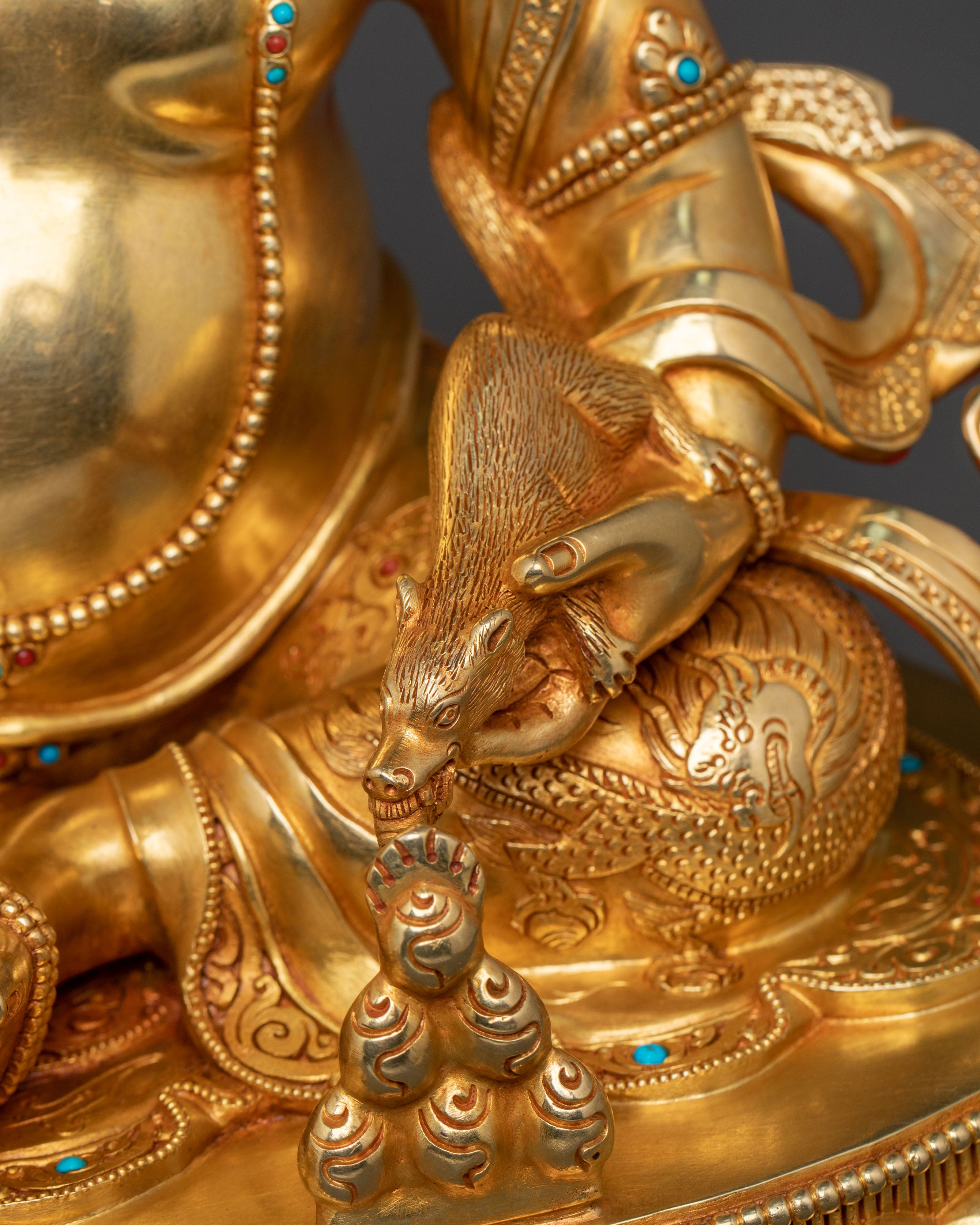 Dzambhala 24K Gold Gilded Statue | Wealth Deity