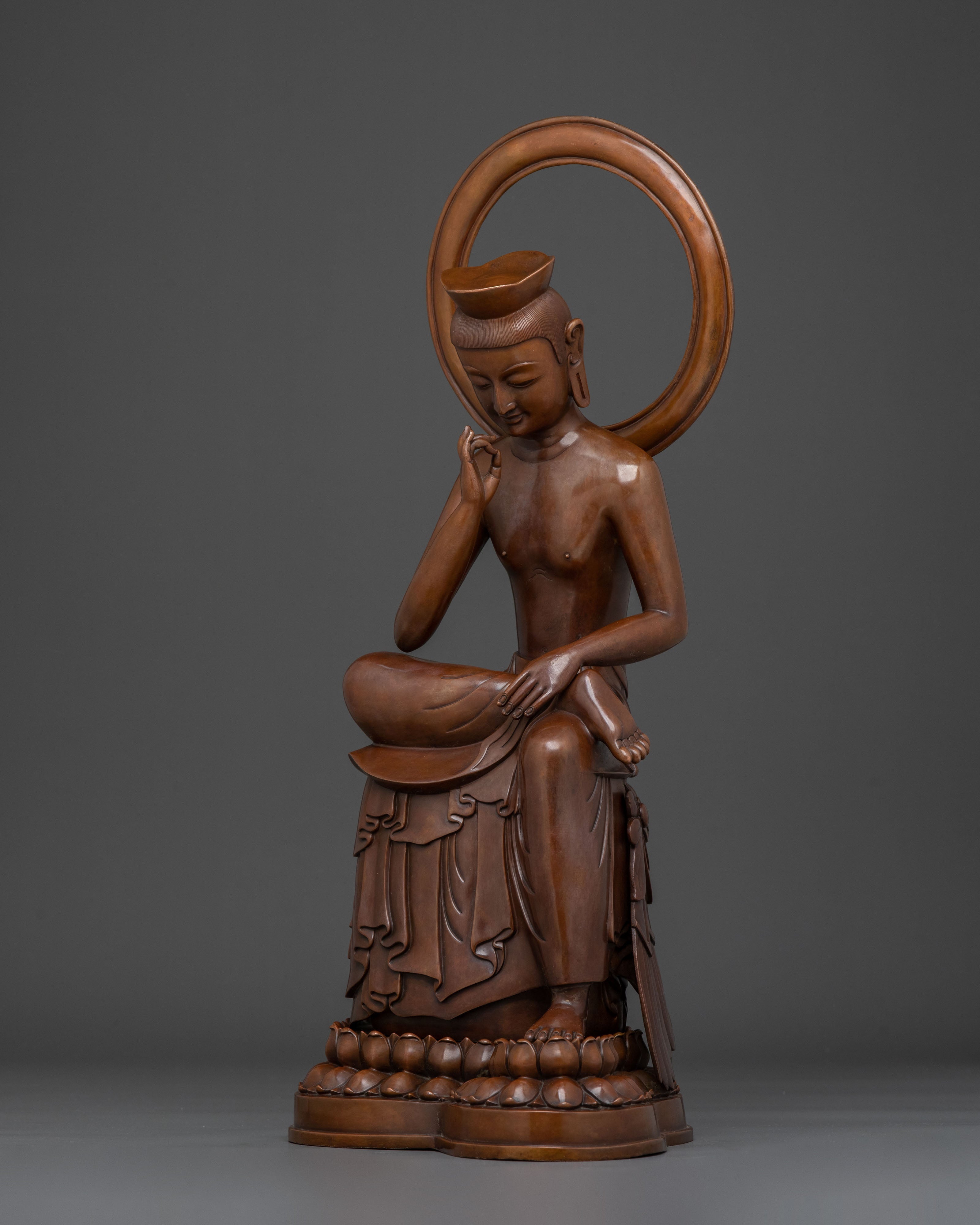 Maitreya Buddha Statue | Oxidized Copper Buddhist Sculpture