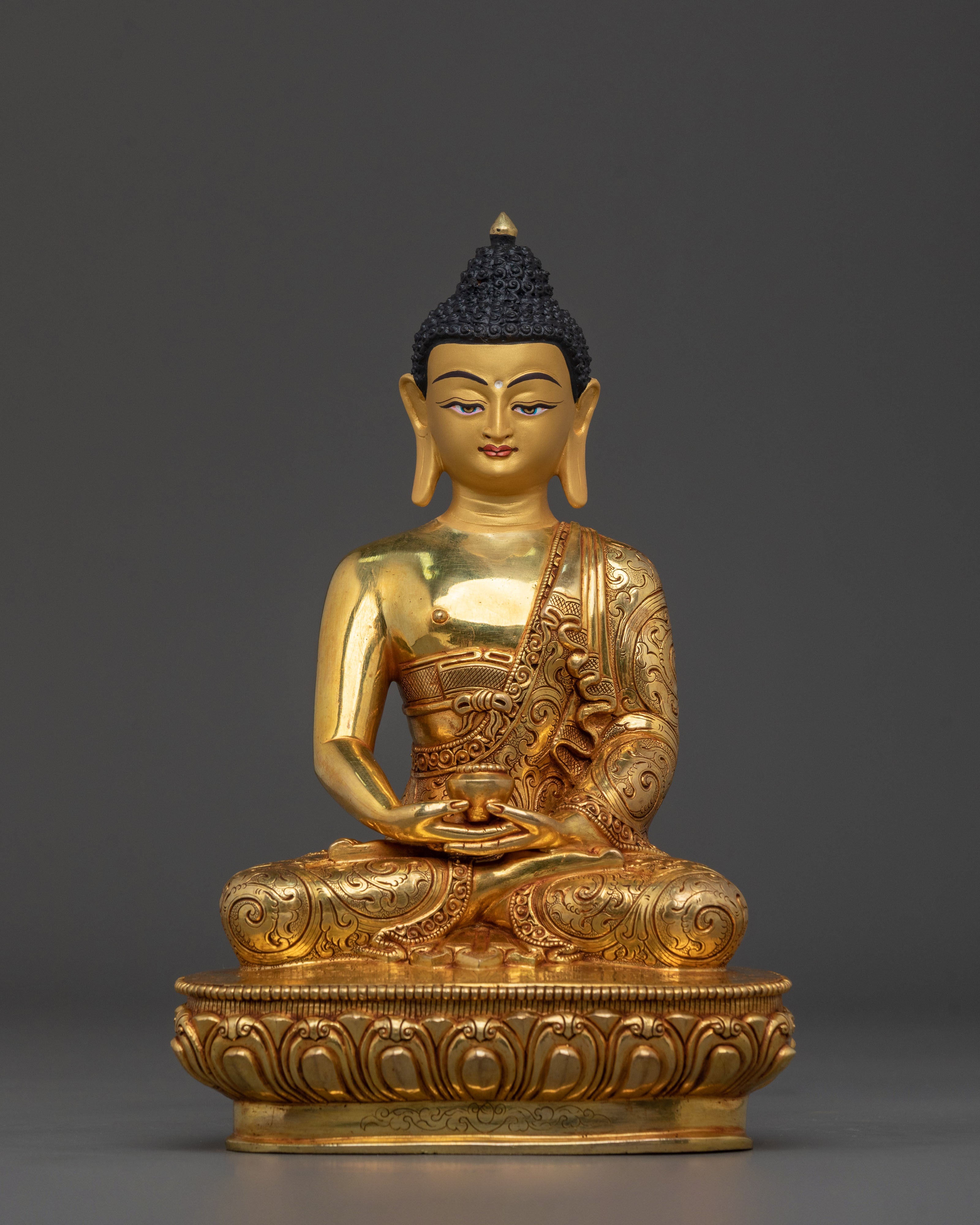 Complete Altar Set of Three Buddhas in Radiant 24K Gold