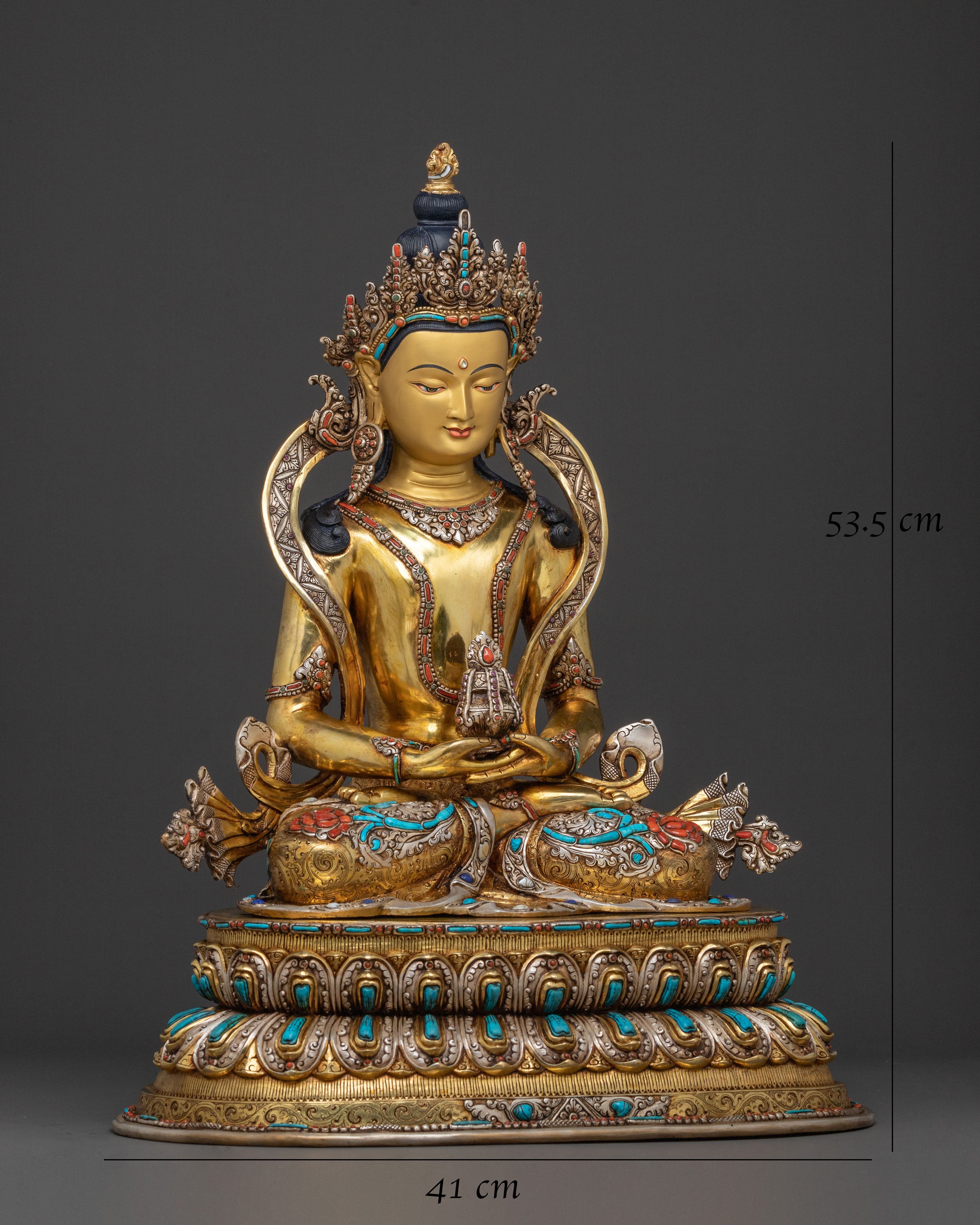 Amitayus 24k Gold Gilded Statue | Altar Home Decor