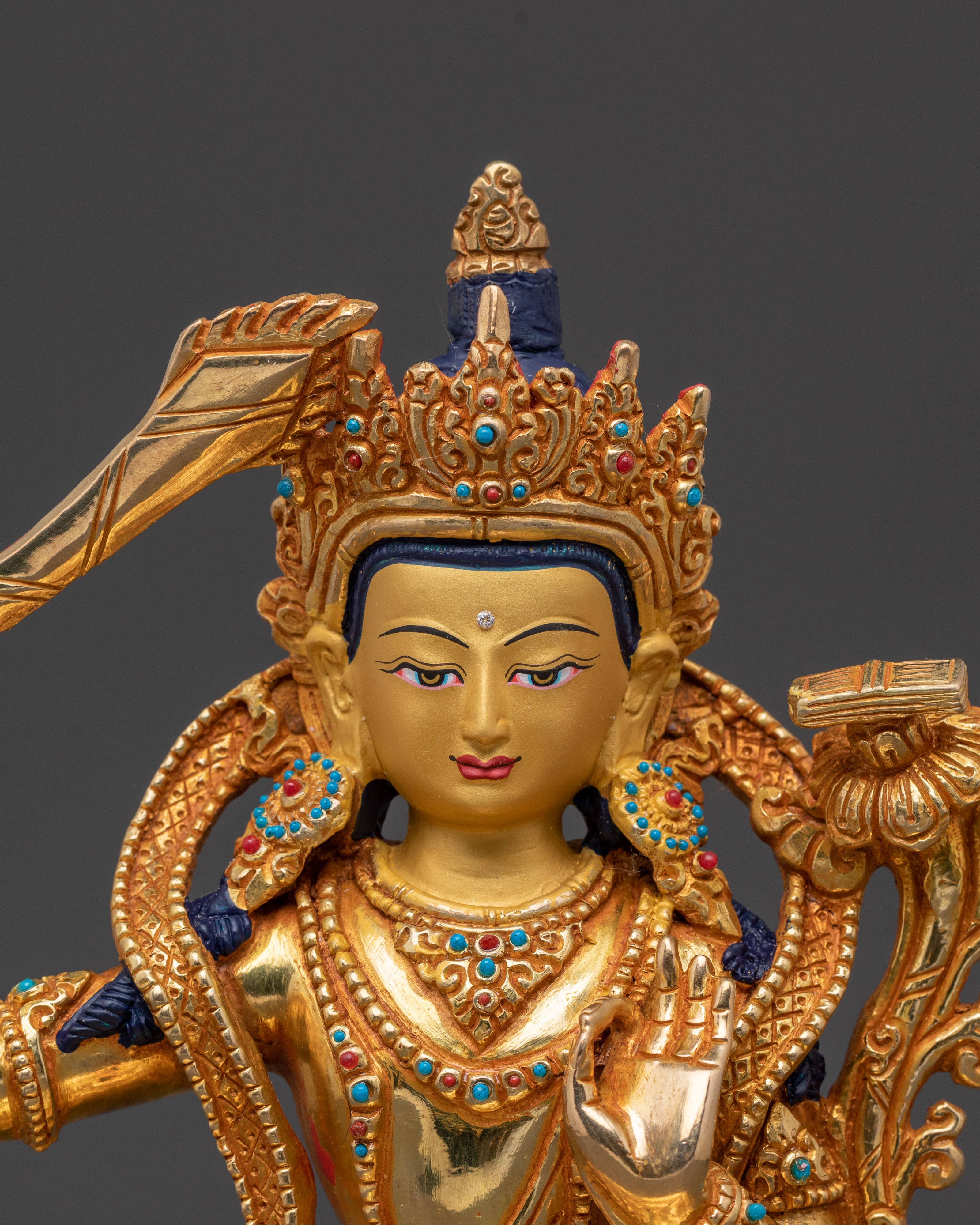 Handcrafted Manjushri Spiritual Sculpture for Decor