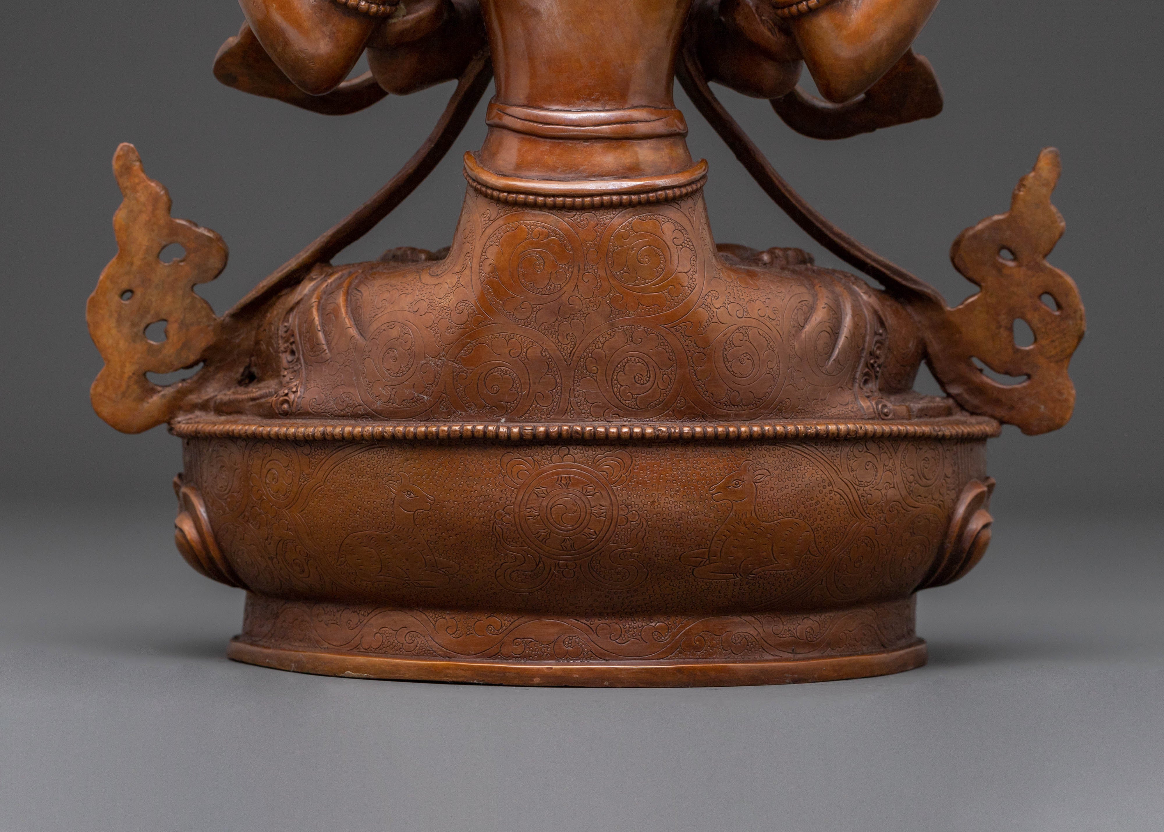 Bodhisattva Chenrezig Statue for Protection – Oxidized Copper Artistry